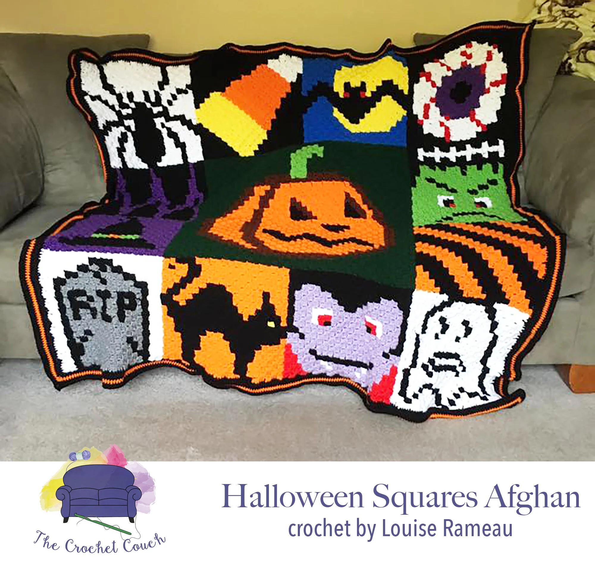 Halloween Afghan, C2C Crochet Pattern