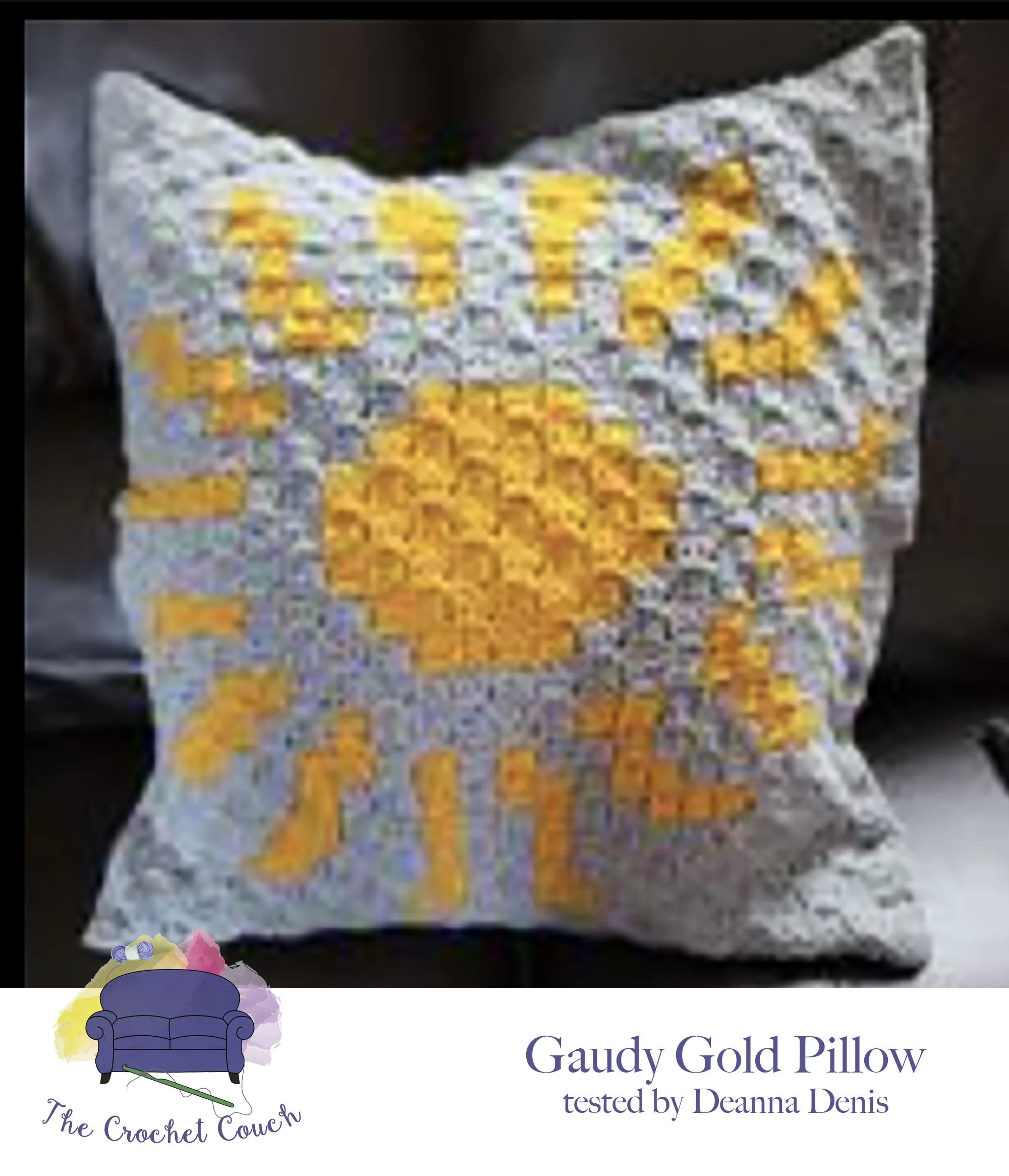 Gaudy Gold Pillow, C2C Crochet Pattern
