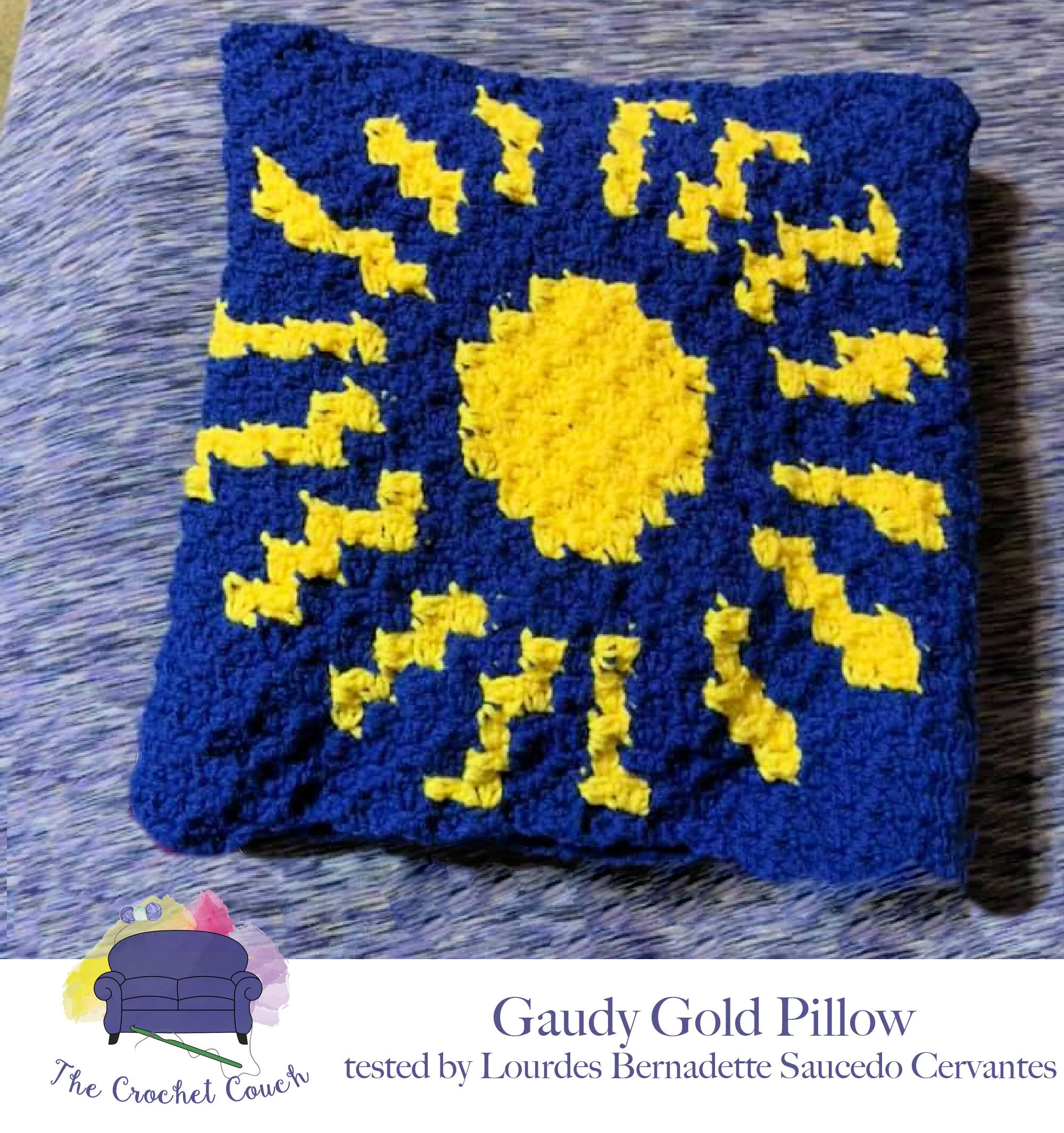 Gaudy Gold Pillow, C2C Crochet Pattern