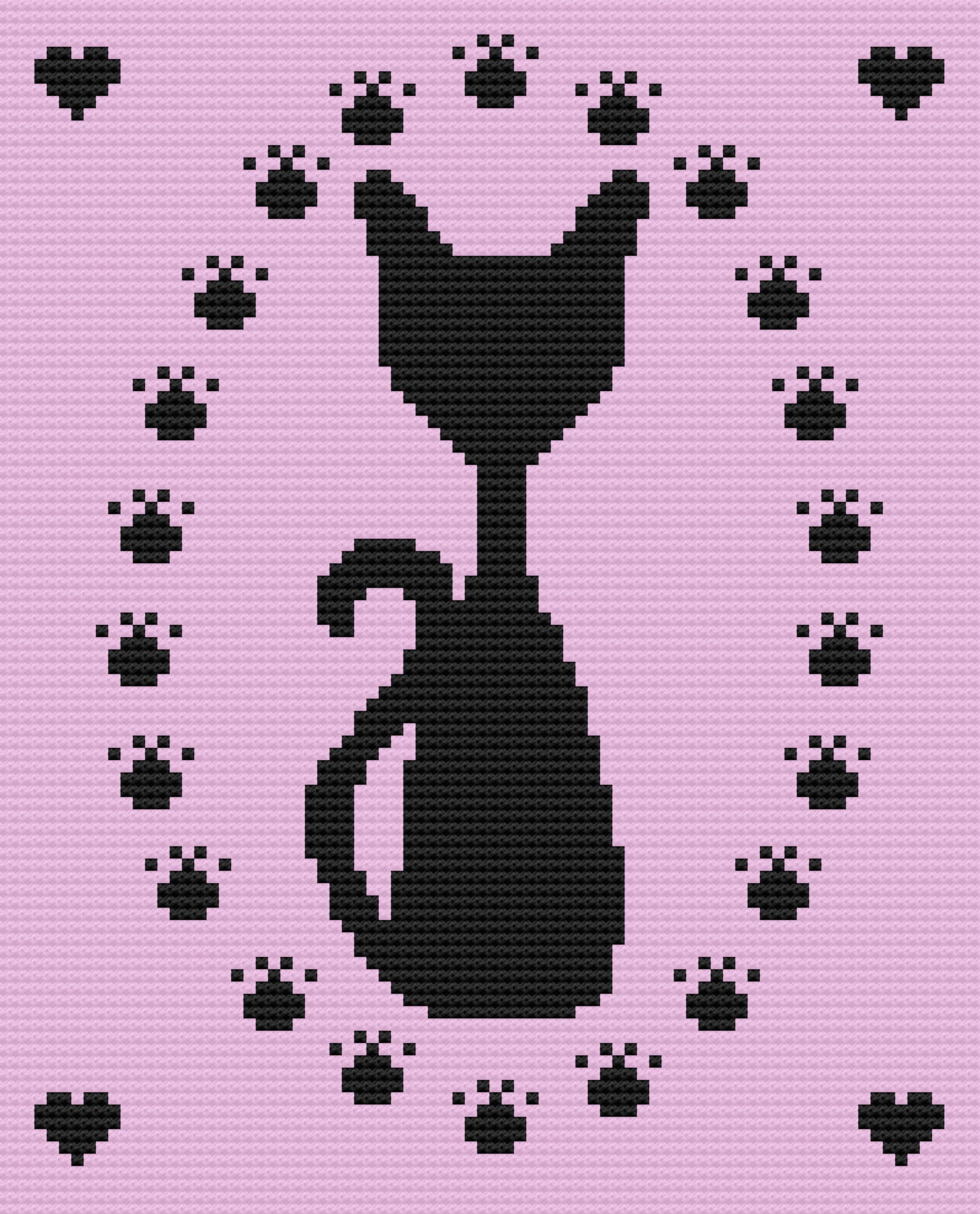 Cat Prints Afghan, C2C Crochet Pattern