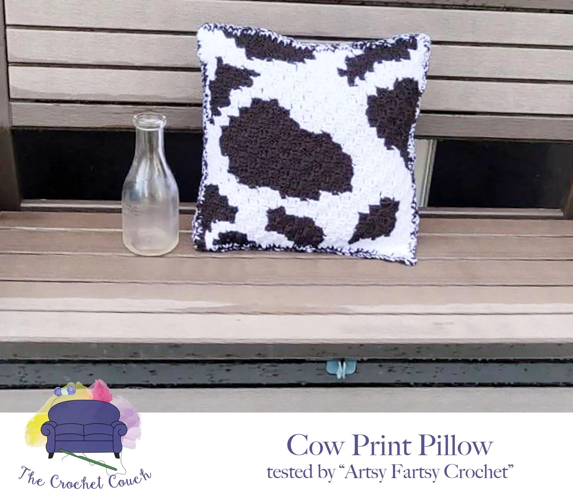 Cow Print Pillow, C2C Crochet Pattern