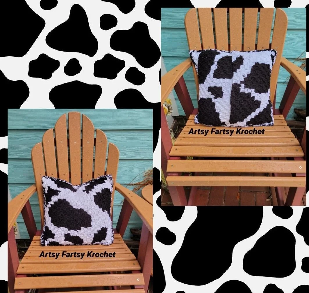 Cow Print Pillow, C2C Crochet Pattern