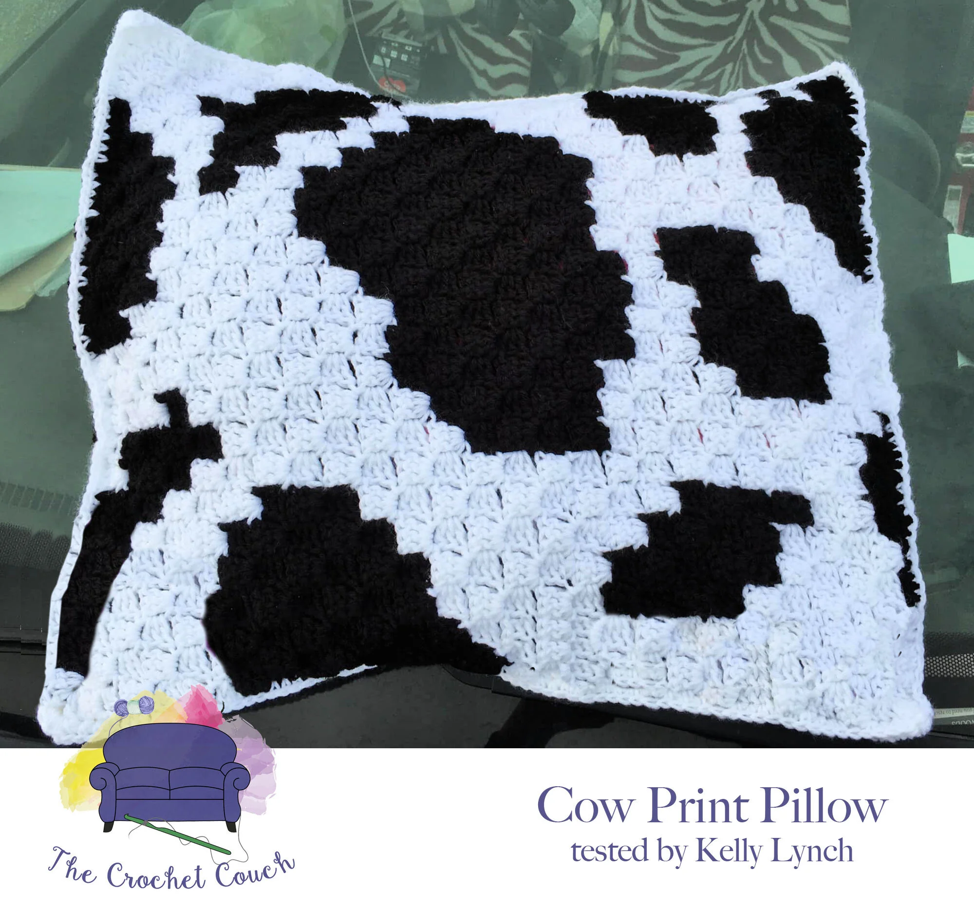 Cow Print Pillow, C2C Crochet Pattern