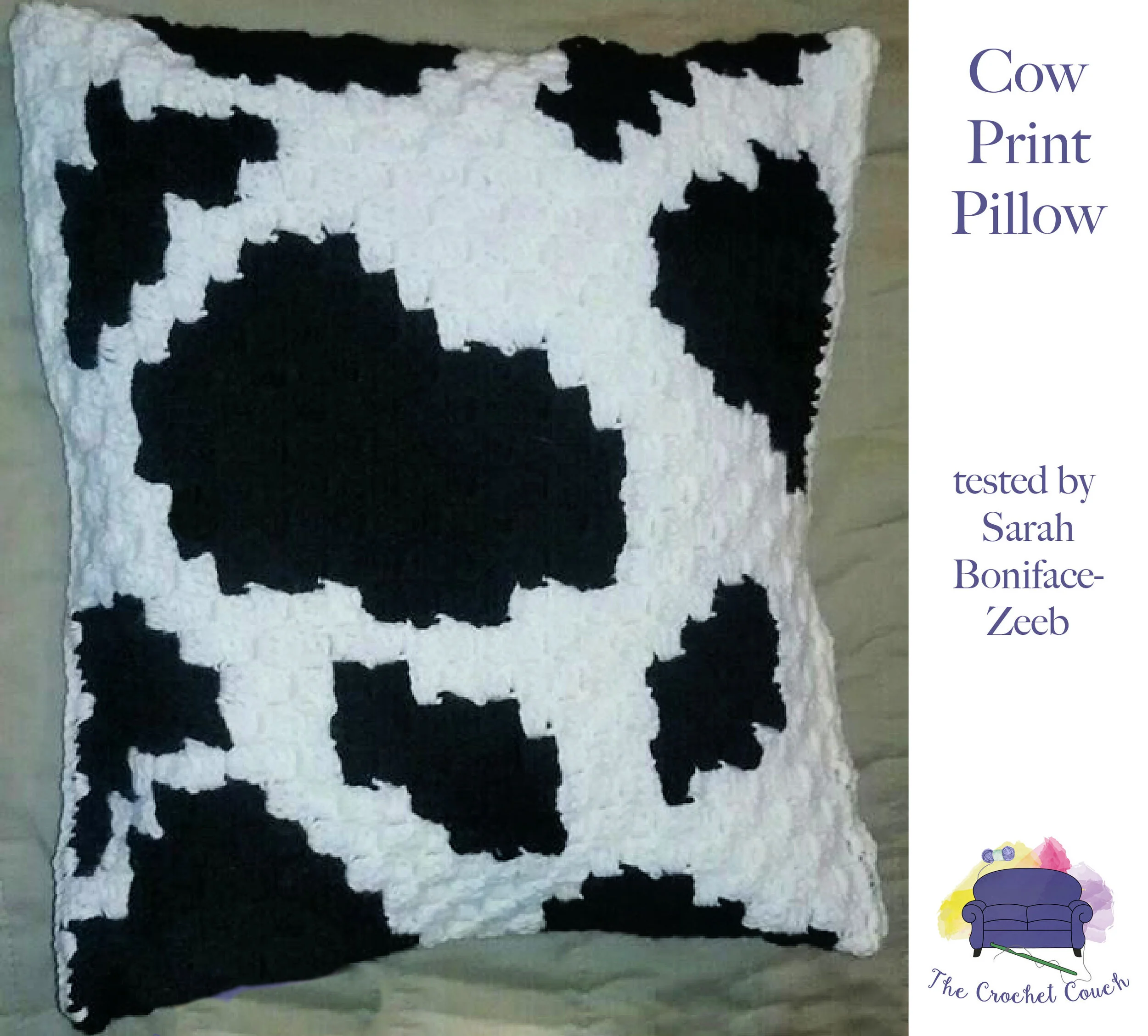Cow Print Pillow, C2C Crochet Pattern