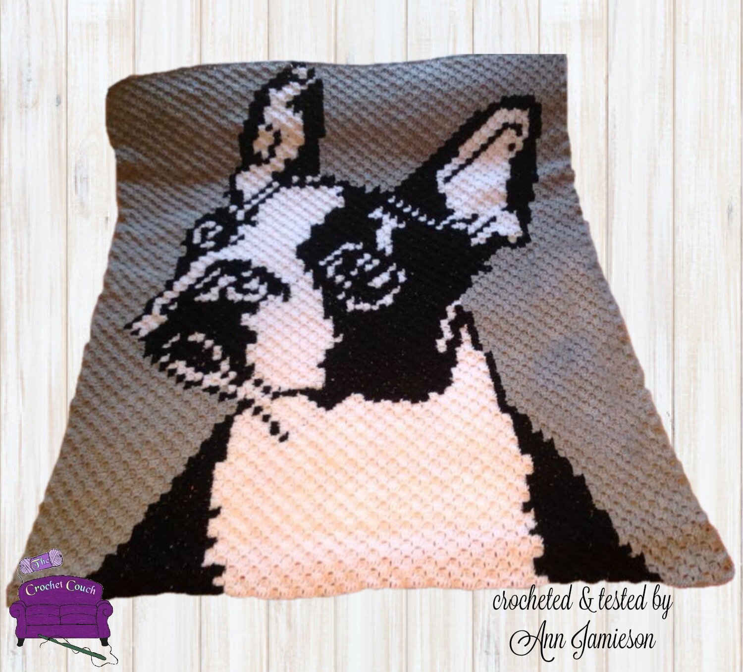 Boston Terrier Afghan, C2C Crochet Pattern