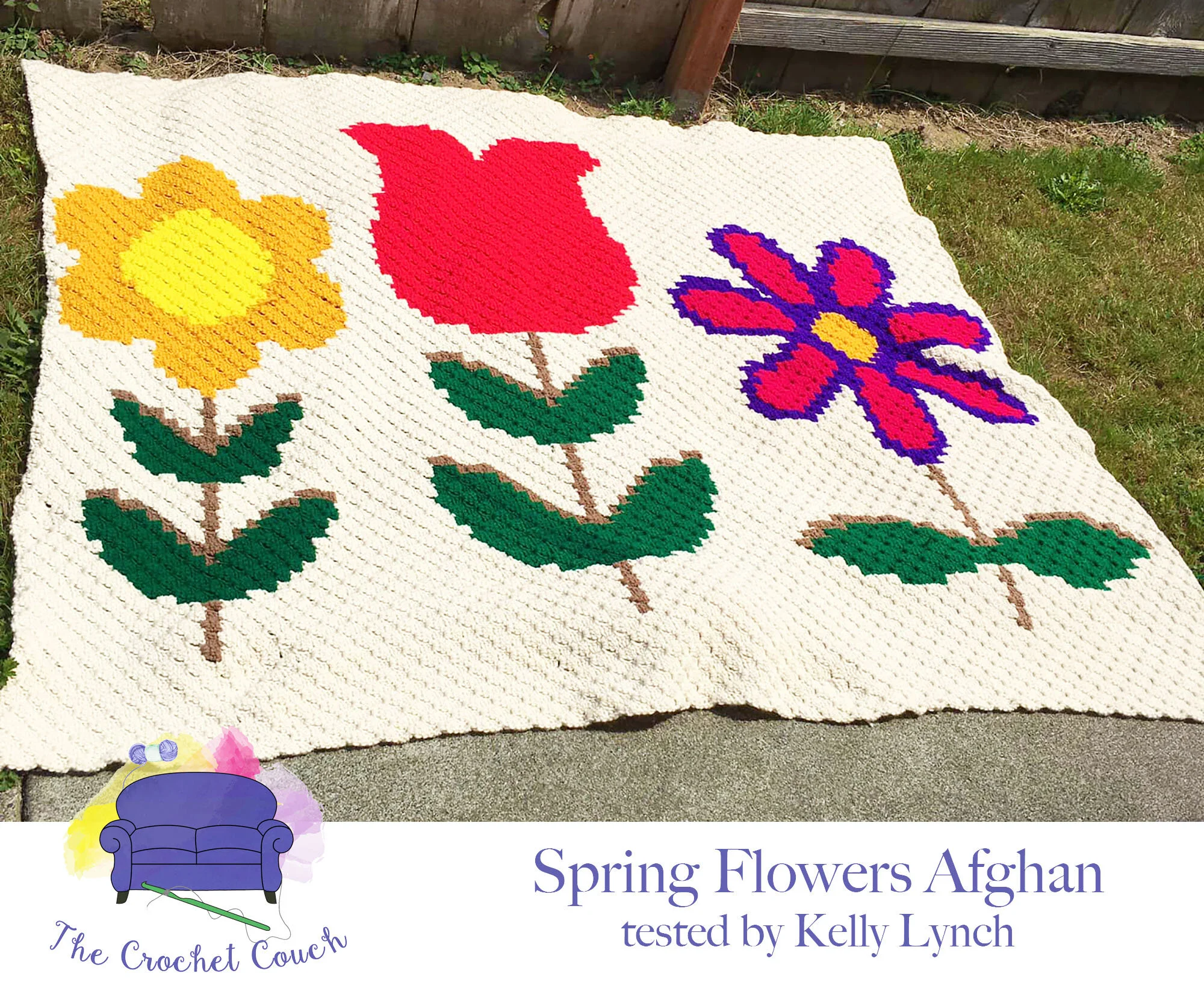 Spring Flowers Afghan, C2C Crochet Pattern