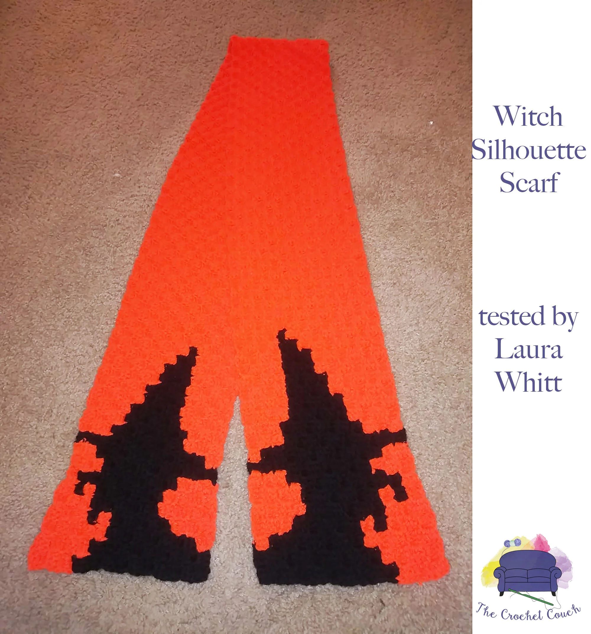 Witch Silhouette Scarf, C2C Crochet Pattern