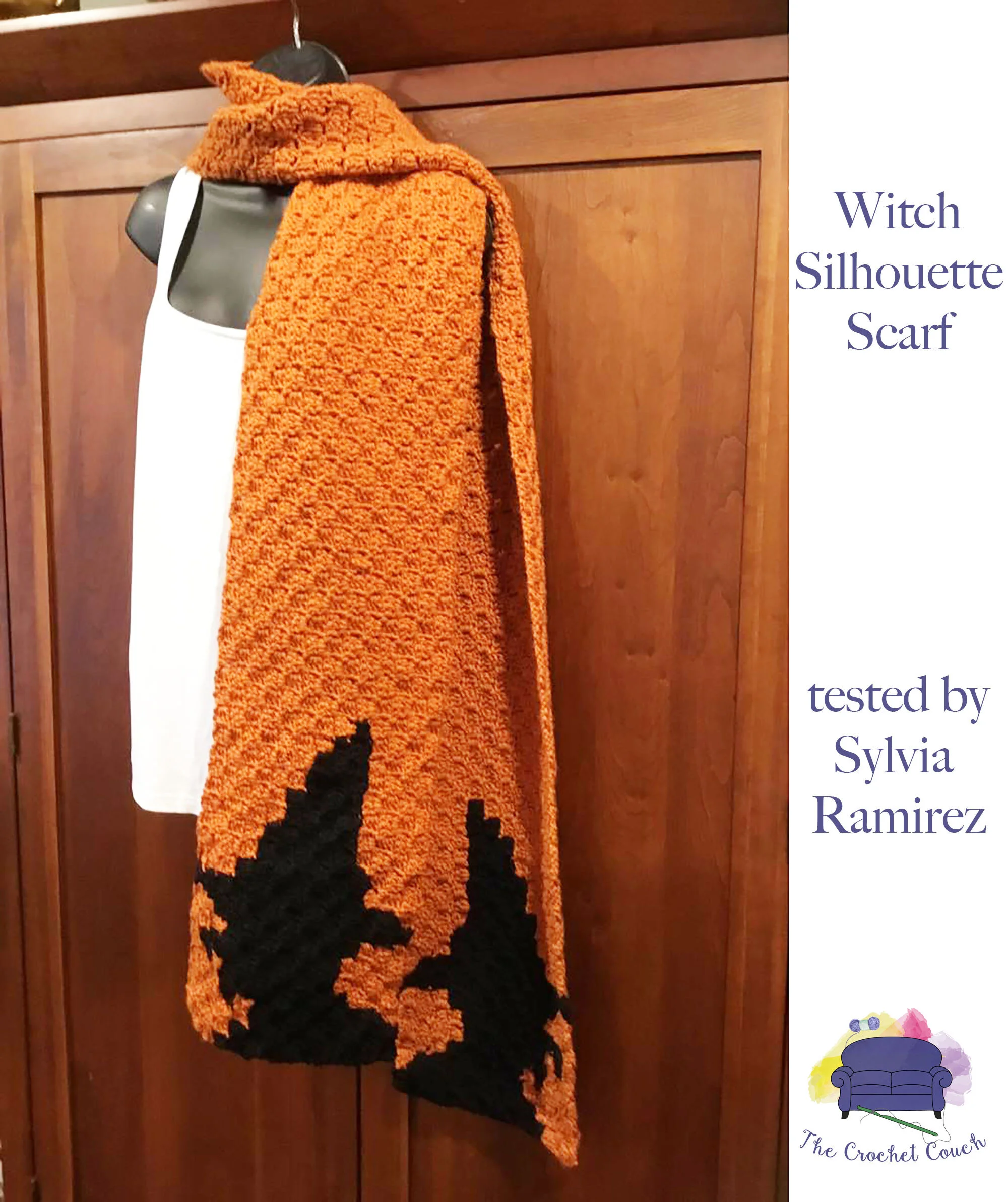 Witch Silhouette Scarf, C2C Crochet Pattern