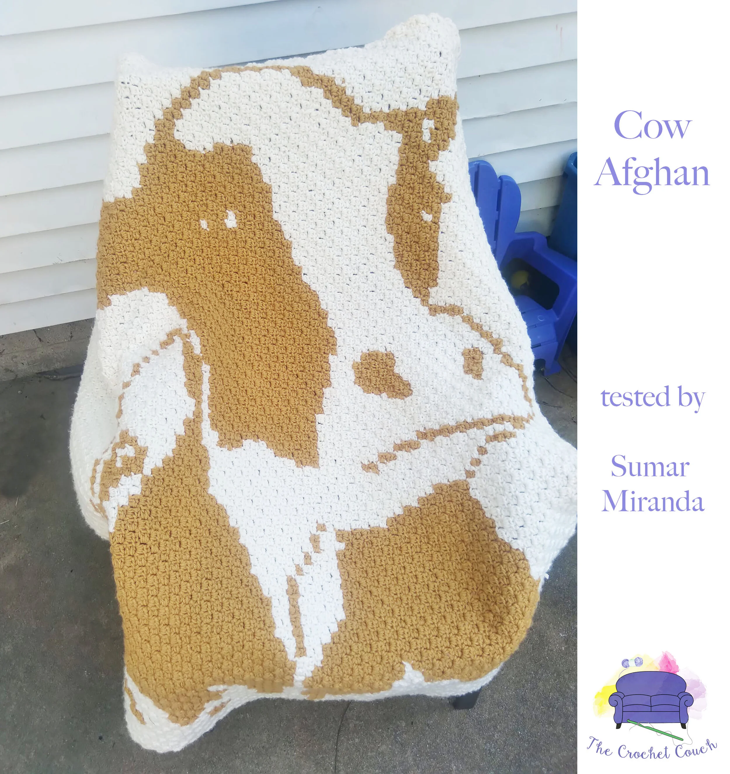Cow Afghan, Black and White, C2C Crochet Pattern
