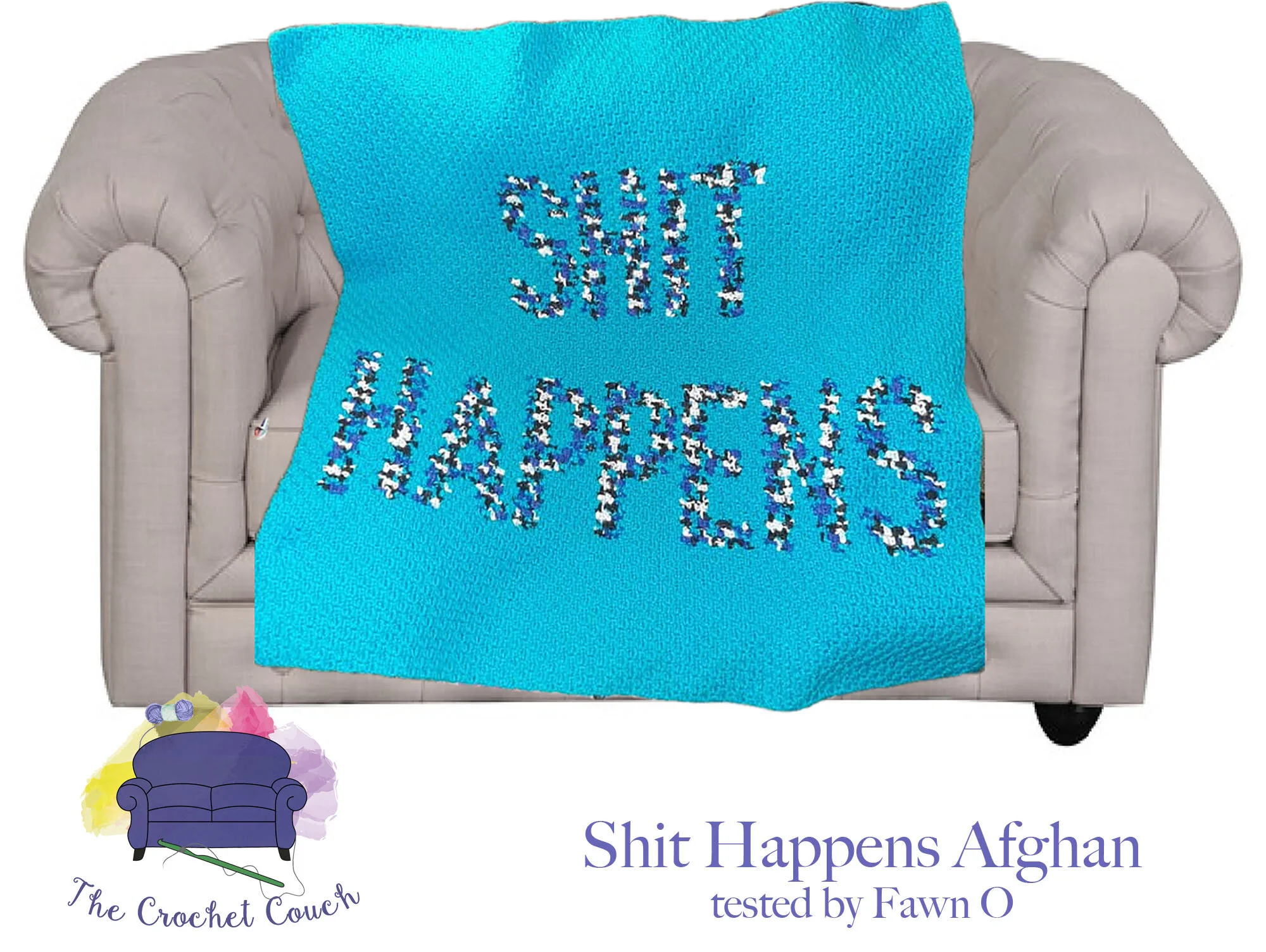 SHIT HAPPENS Afghan, C2C Crochet Pattern