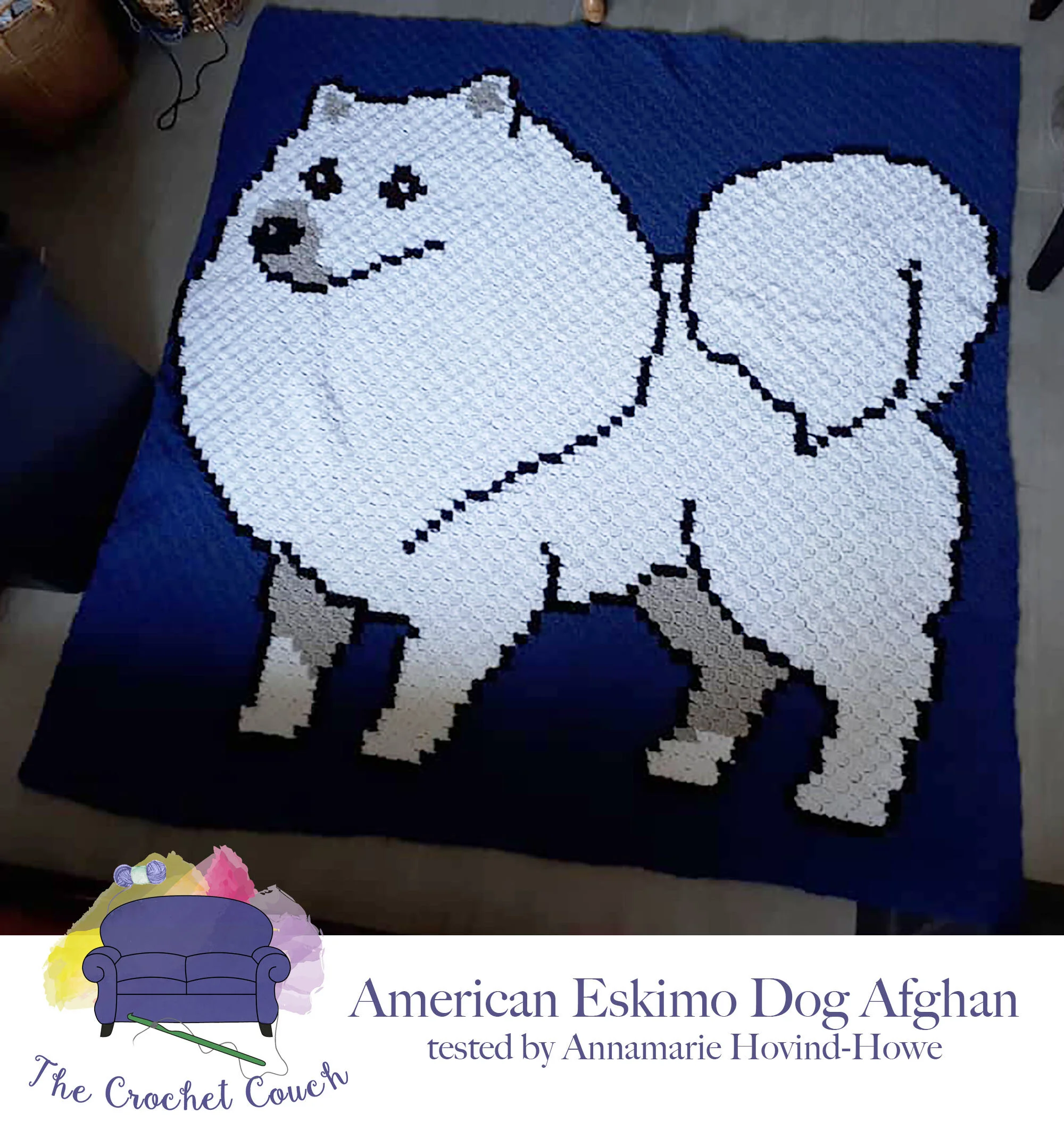 American Eskimo Afghan, C2C Crochet Pattern