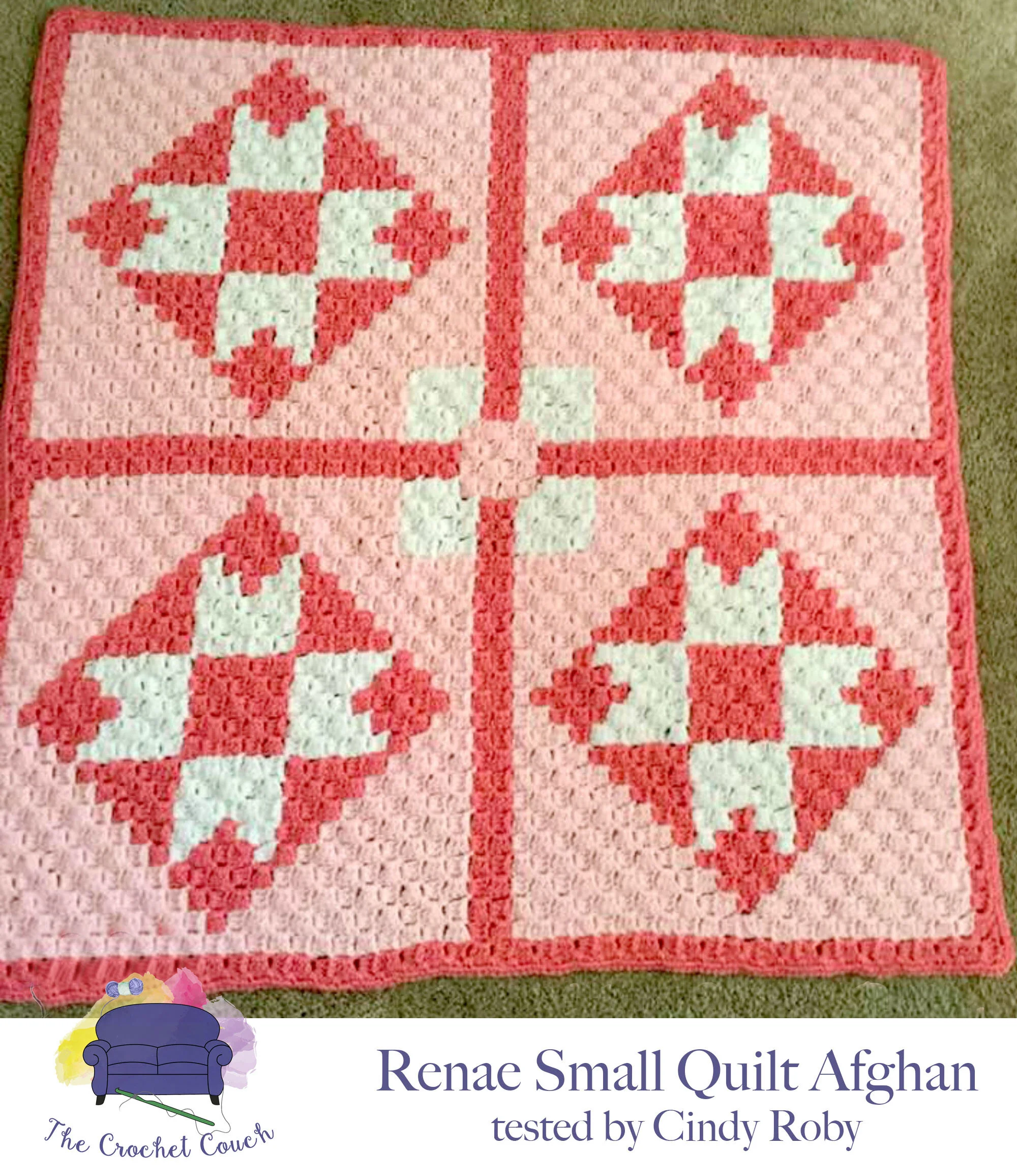 Renae Small Quilt Afghan, C2C Crochet Pattern