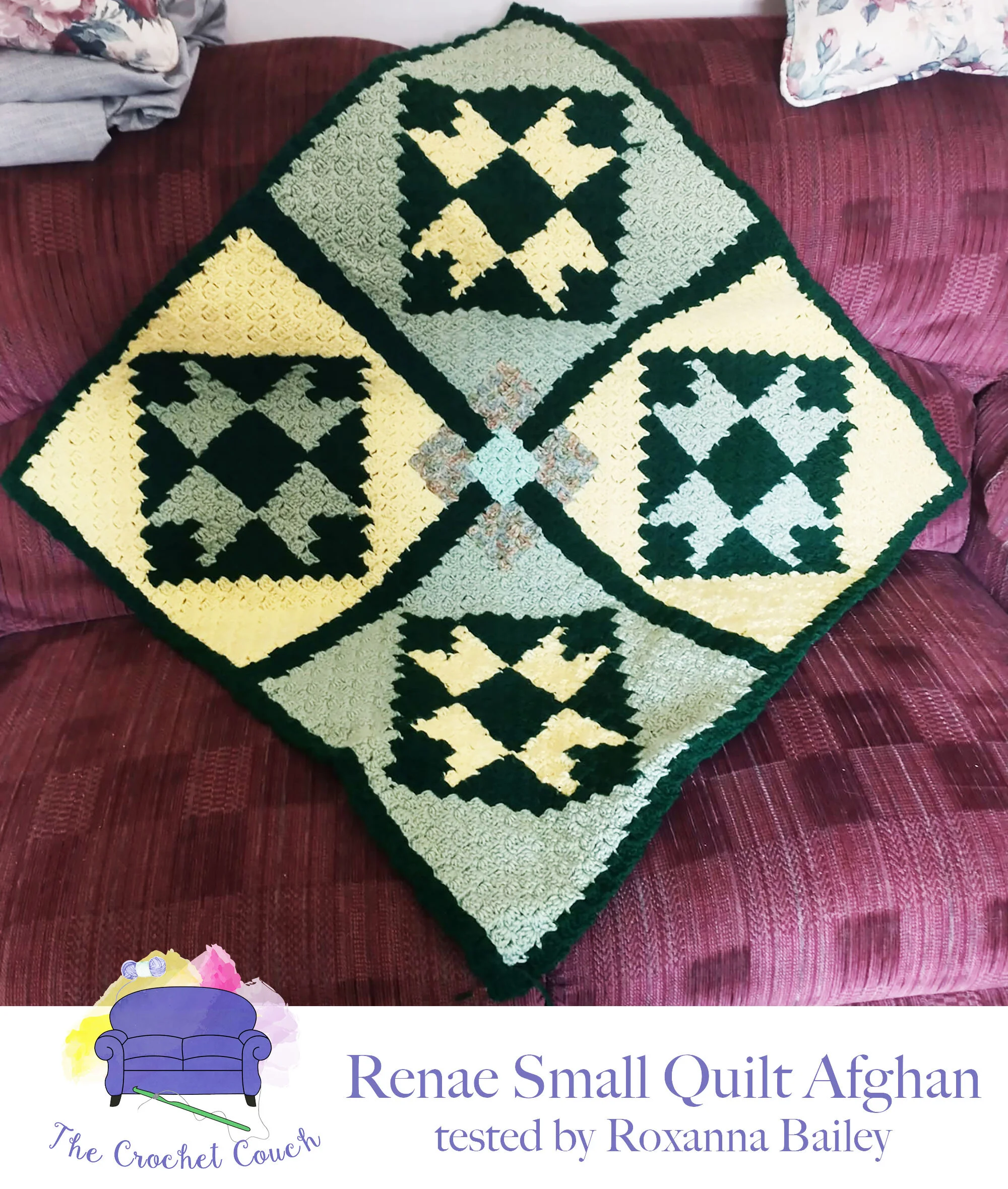 Renae Small Quilt Afghan, C2C Crochet Pattern