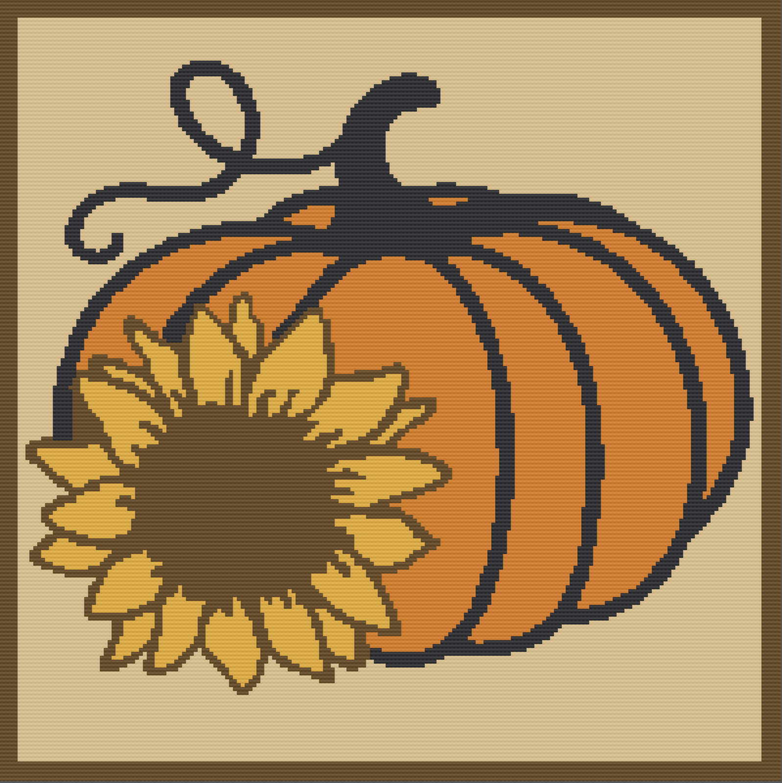 Pumpkin with Sunflower Afghan, SC or TSS Crochet Pattern