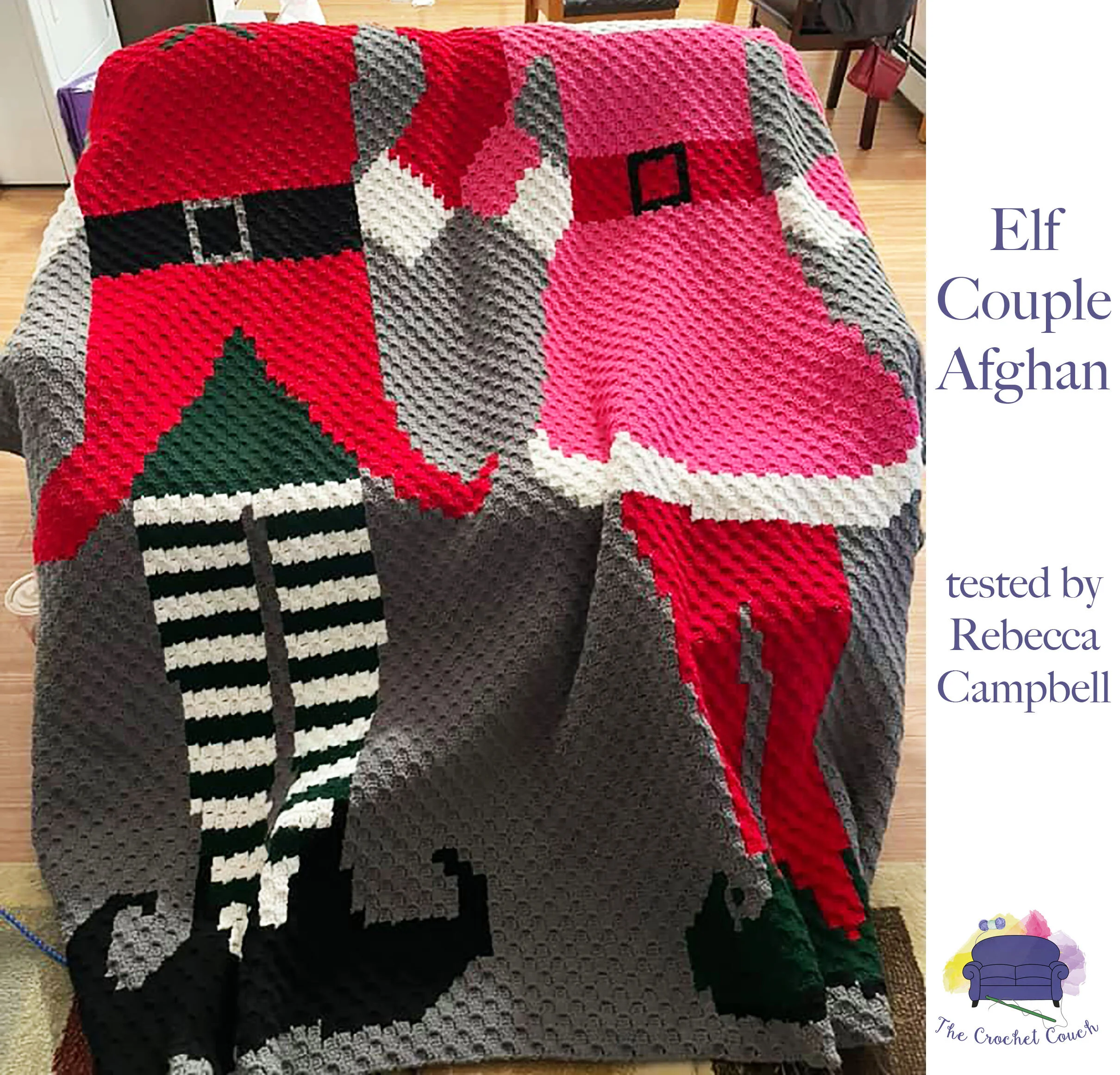 Elf Couple Afghan, C2C Crochet Pattern