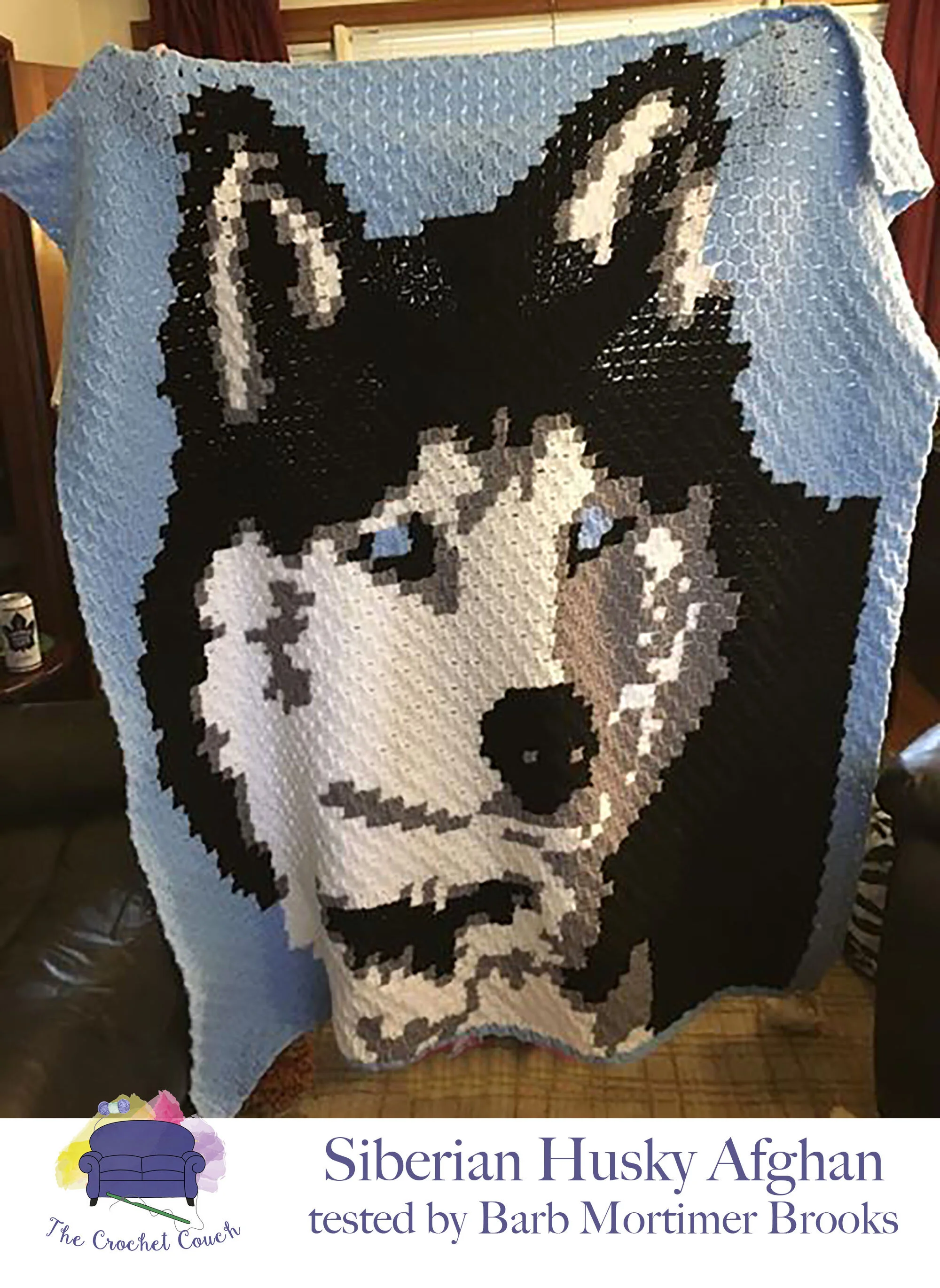 Siberian Husky Afghan, C2C Graph, Crochet Pattern