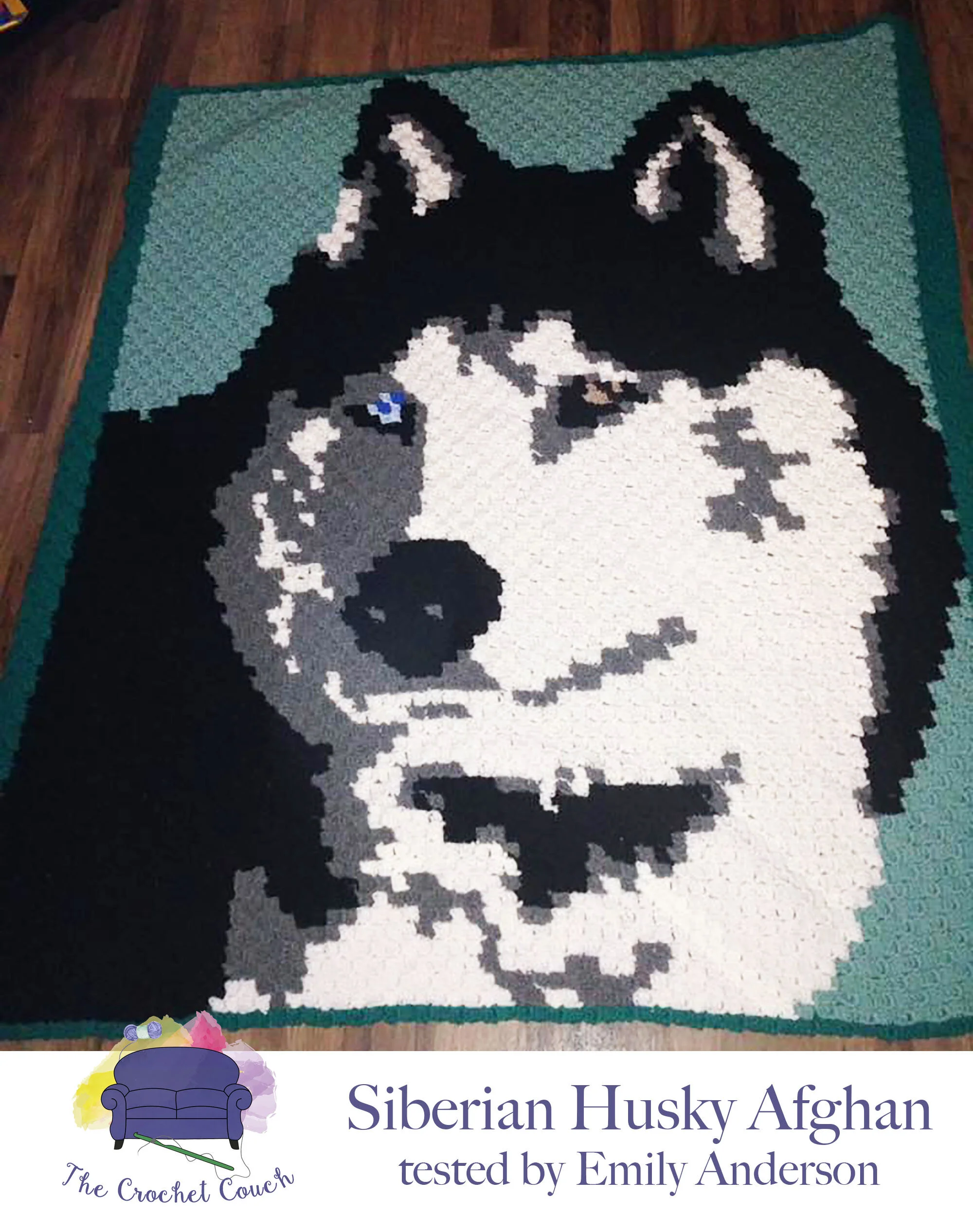 Siberian Husky Afghan, C2C Graph, Crochet Pattern