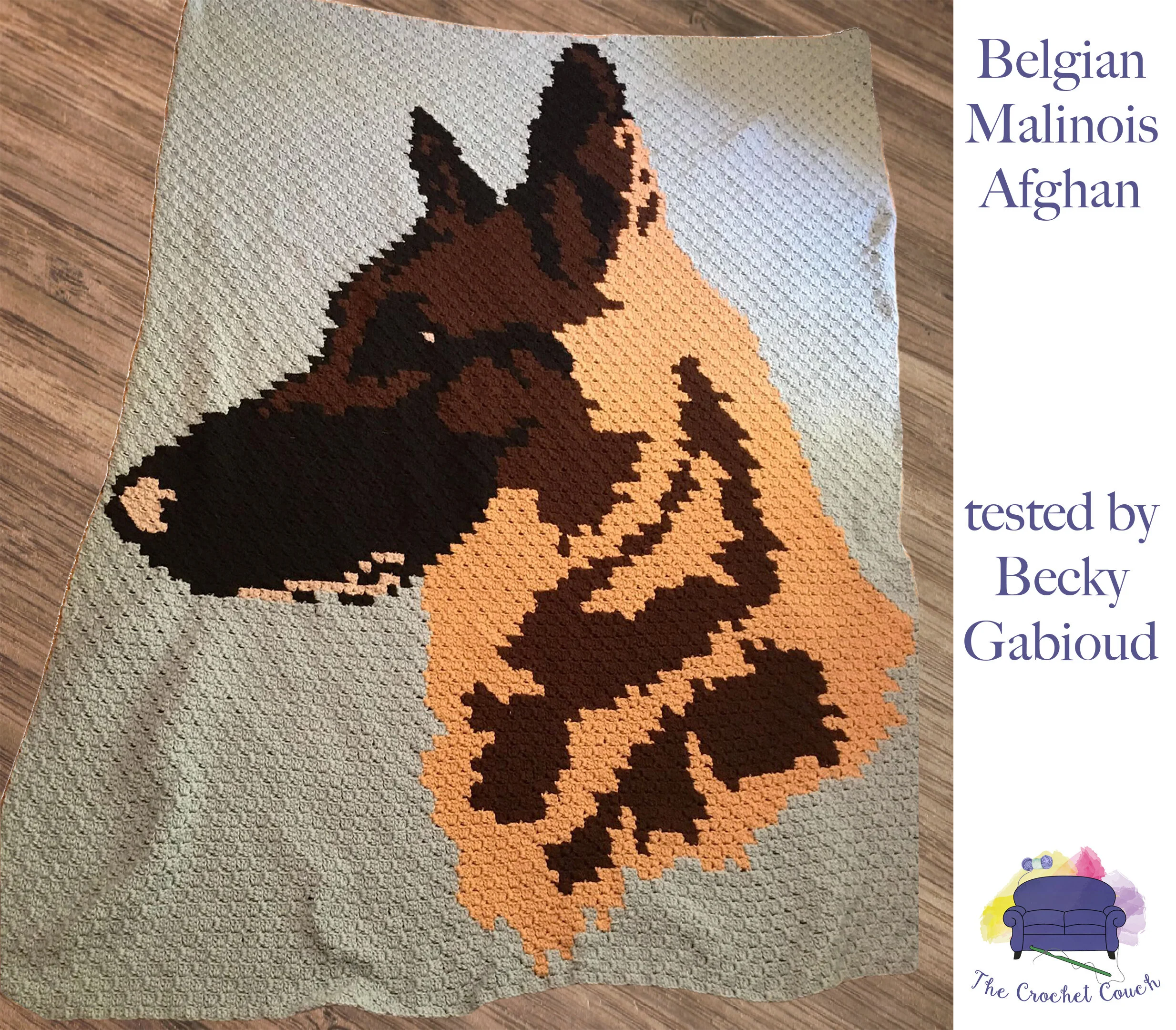 Belgian Malinois Afghan, C2C Crochet Pattern