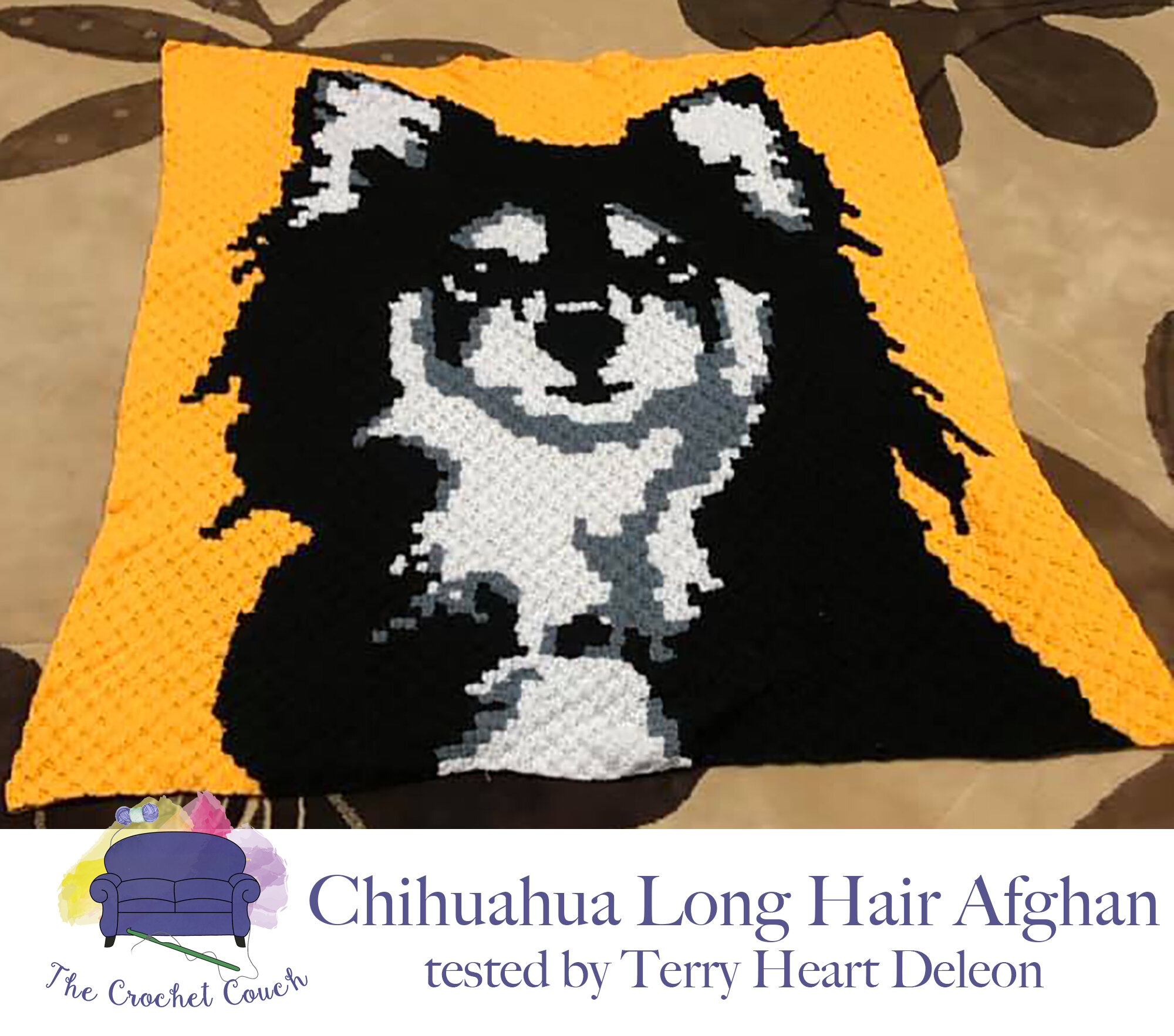 Chihuahua Long Hair Afghan, C2C Crochet Pattern