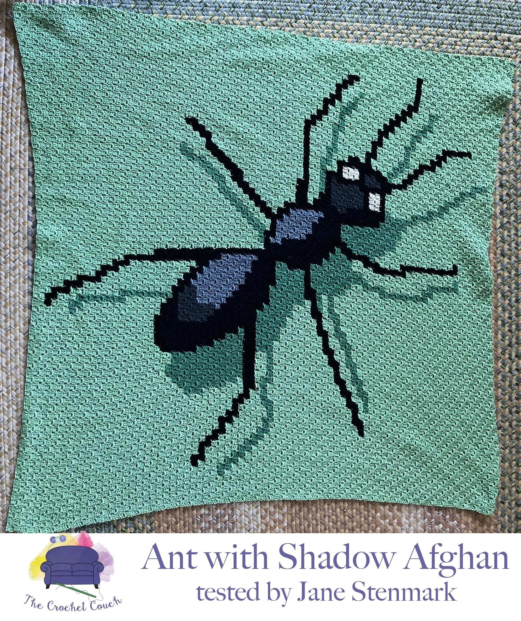 Ant with Shadow Afghan, C2C Crochet Pattern