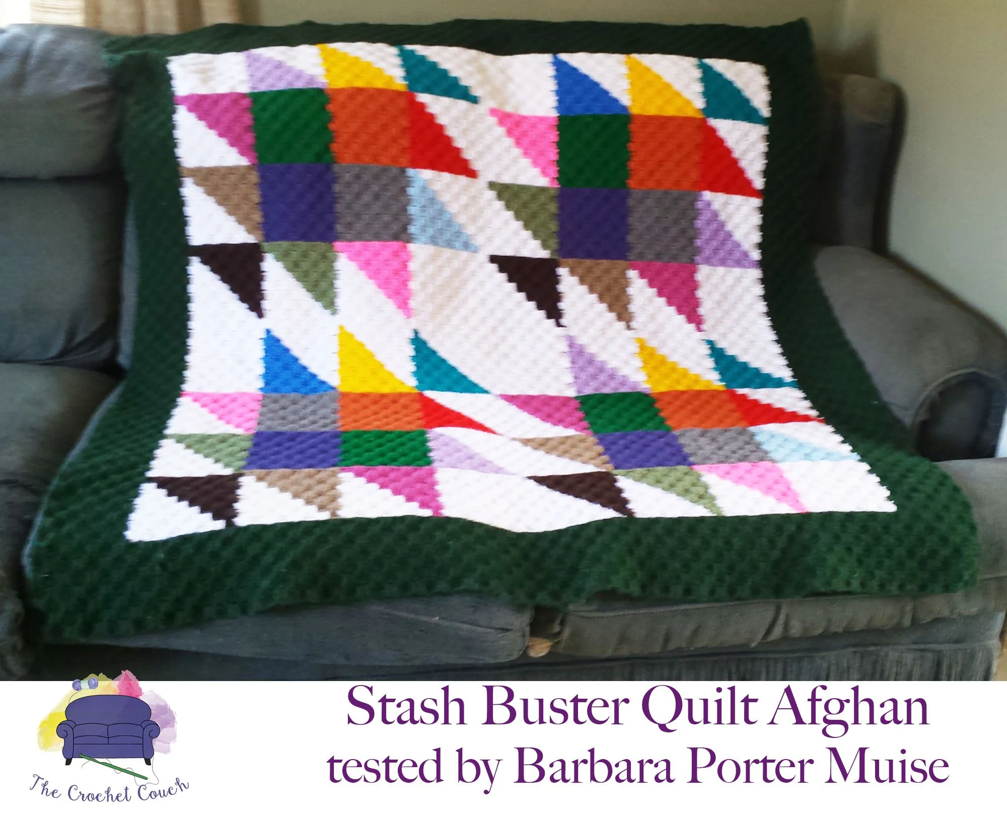 Stash Buster Quilt Afghan, C2C Crochet Pattern