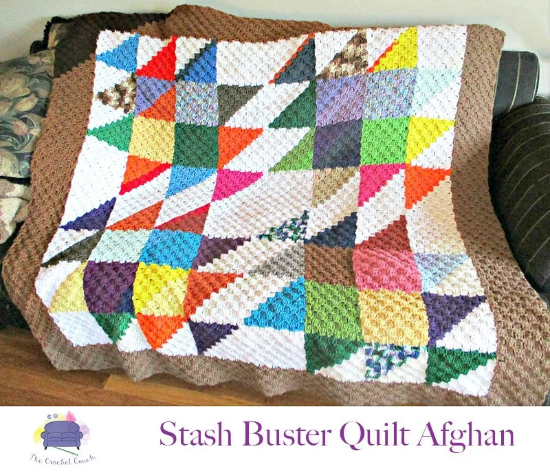 Stash Buster Quilt Afghan, C2C Crochet Pattern