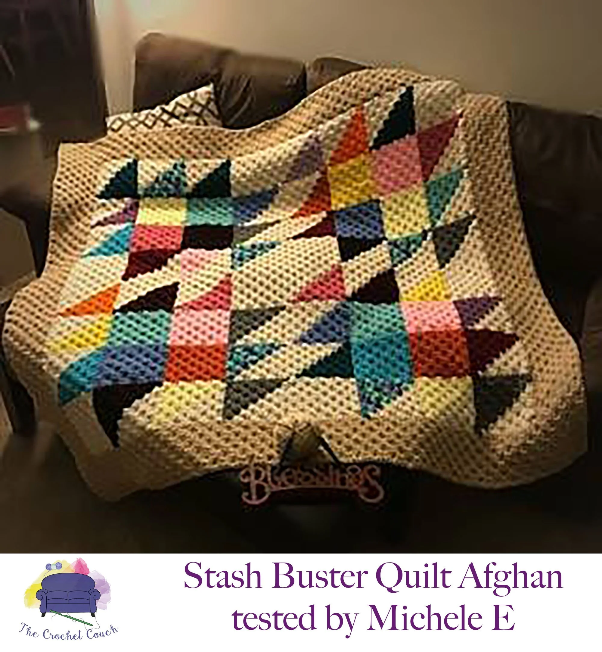 Stash Buster Quilt Afghan, C2C Crochet Pattern