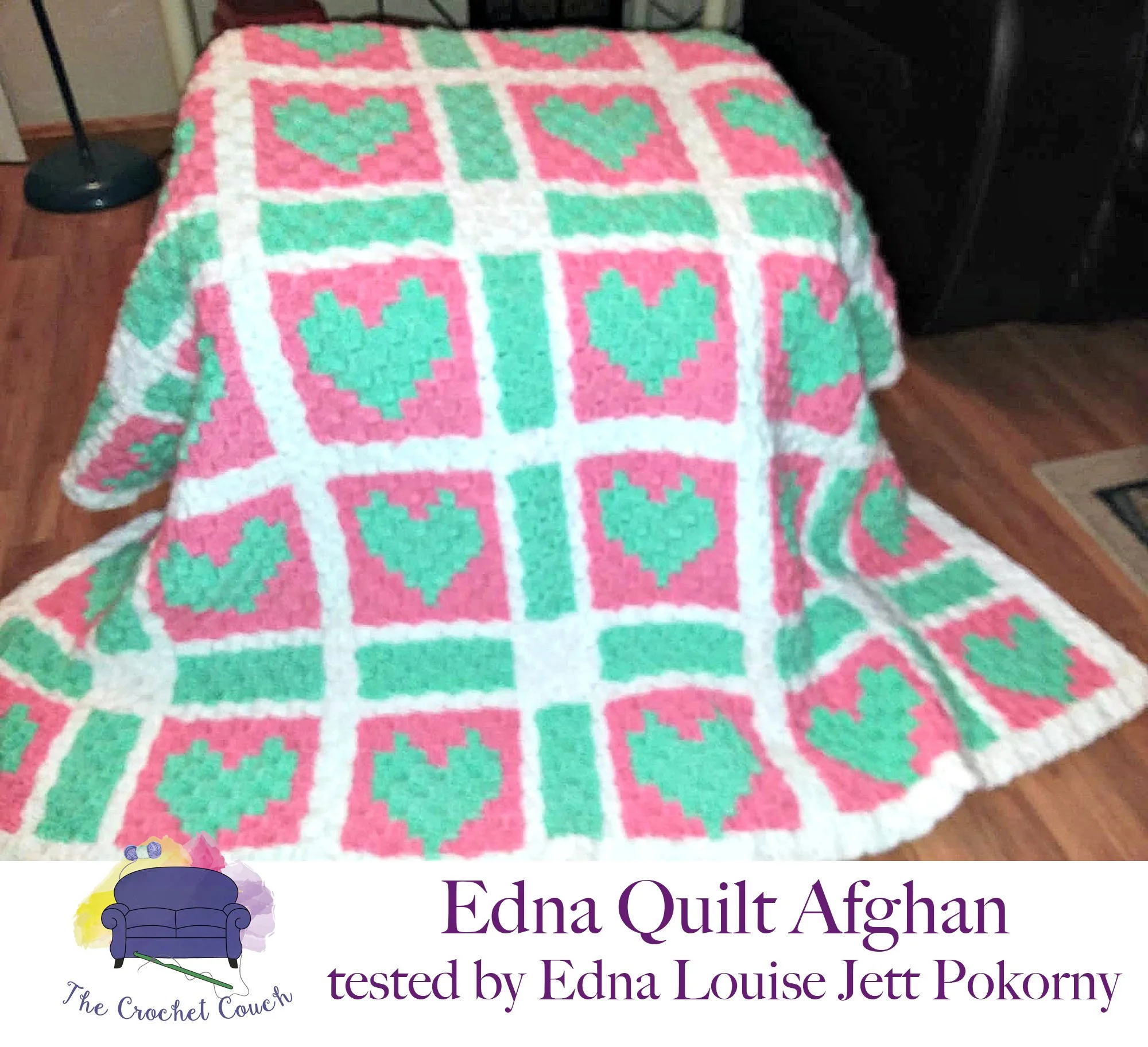 Edna Quilt Afghan, C2C Crochet Pattern