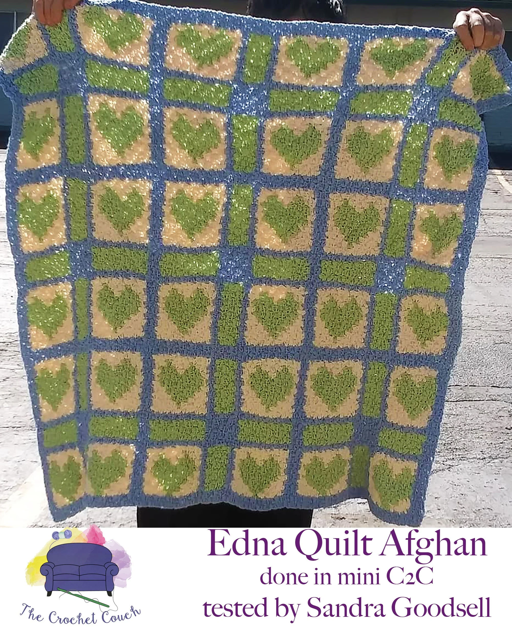 Edna Quilt Afghan, C2C Crochet Pattern