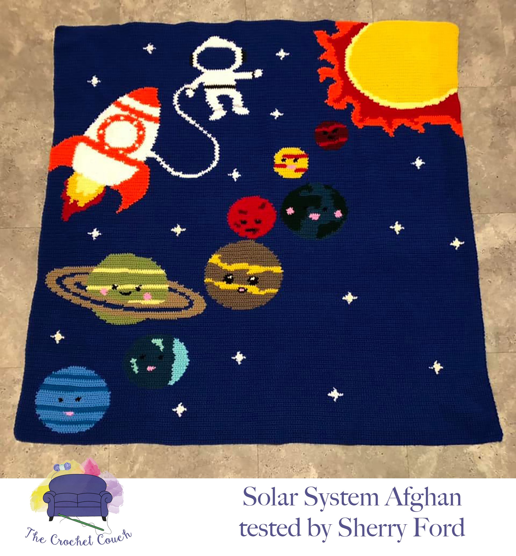 Solar System Afghan, SC or TSS Crochet Pattern