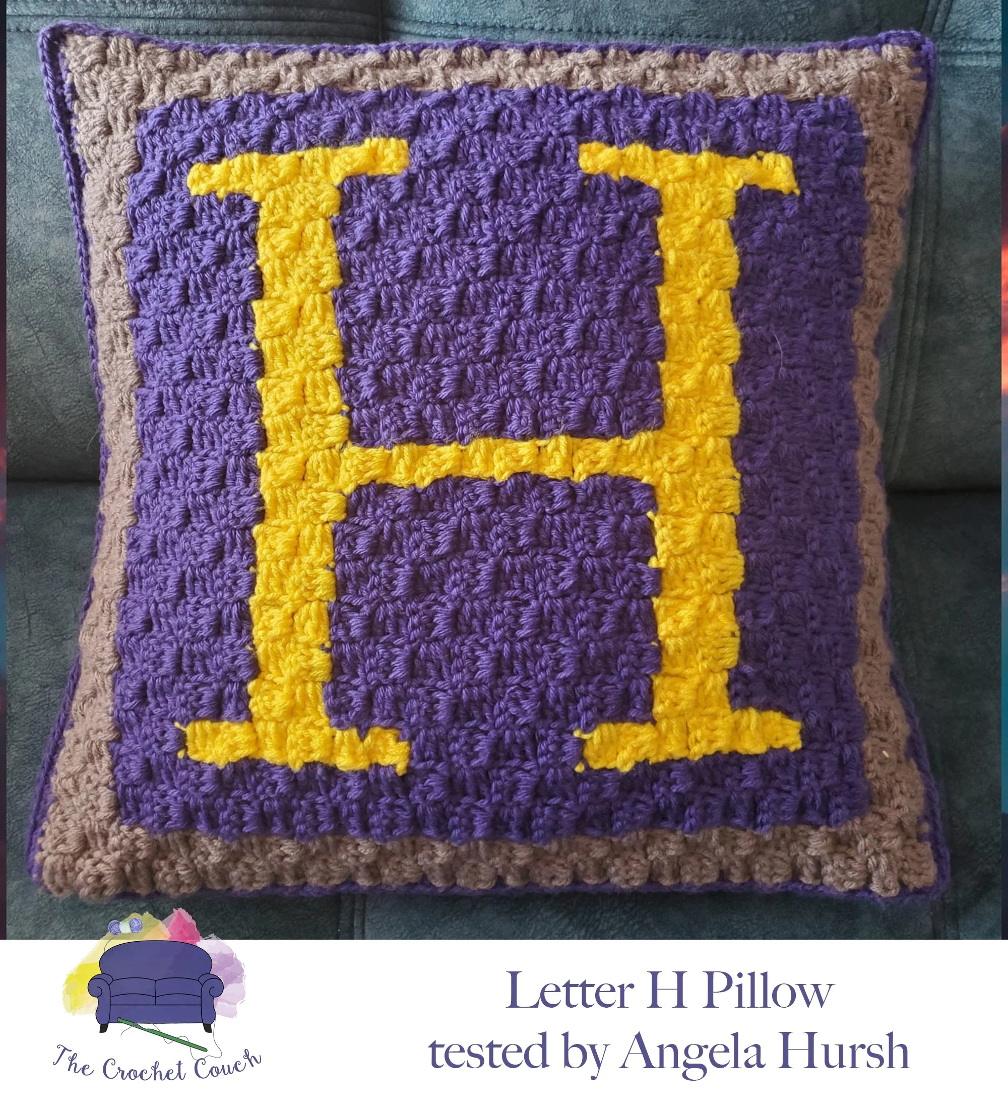 Letter H Pillow, C2C Crochet Pattern