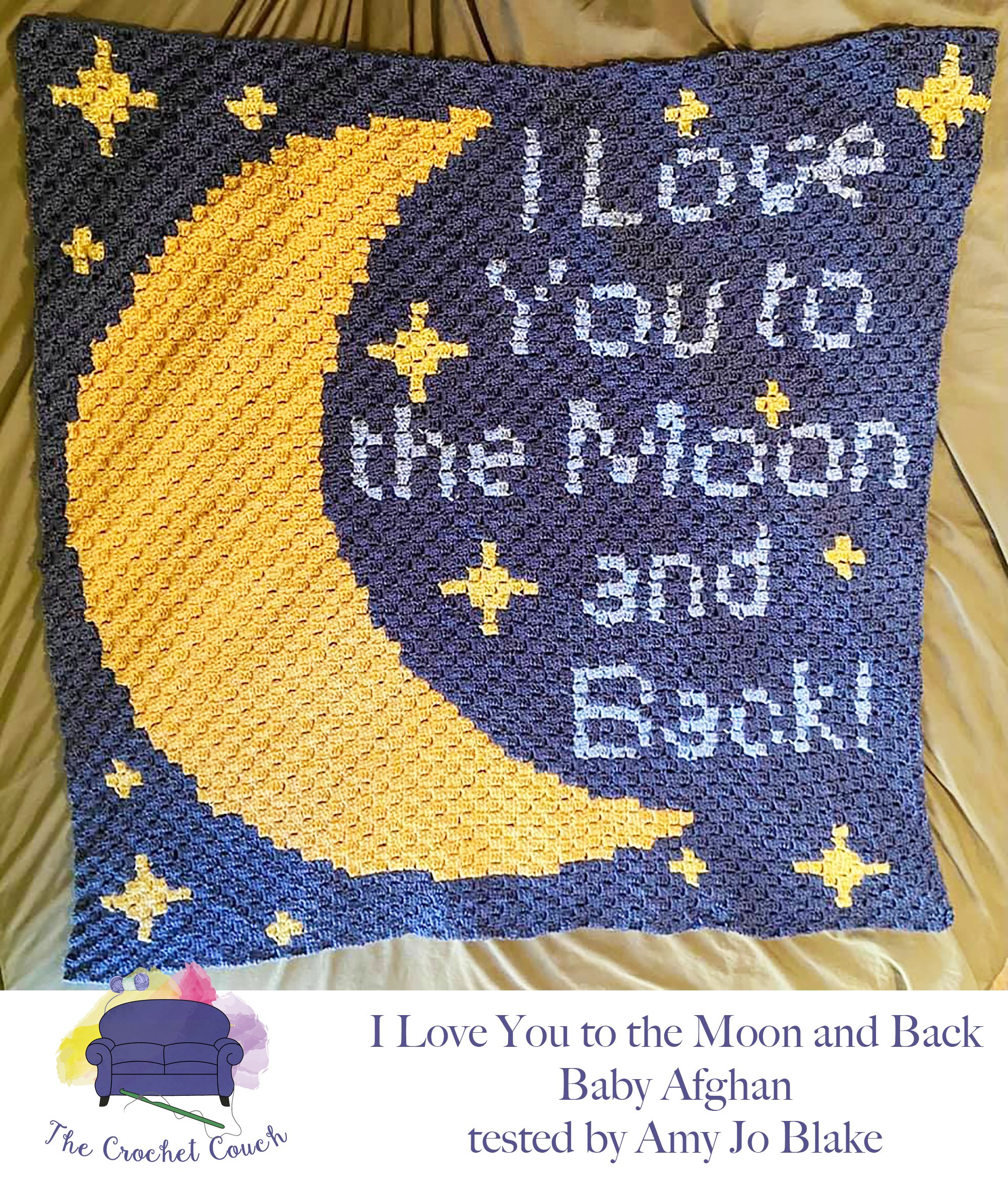 Moon and Back with Stars Afghan, C2C Crochet Pattern