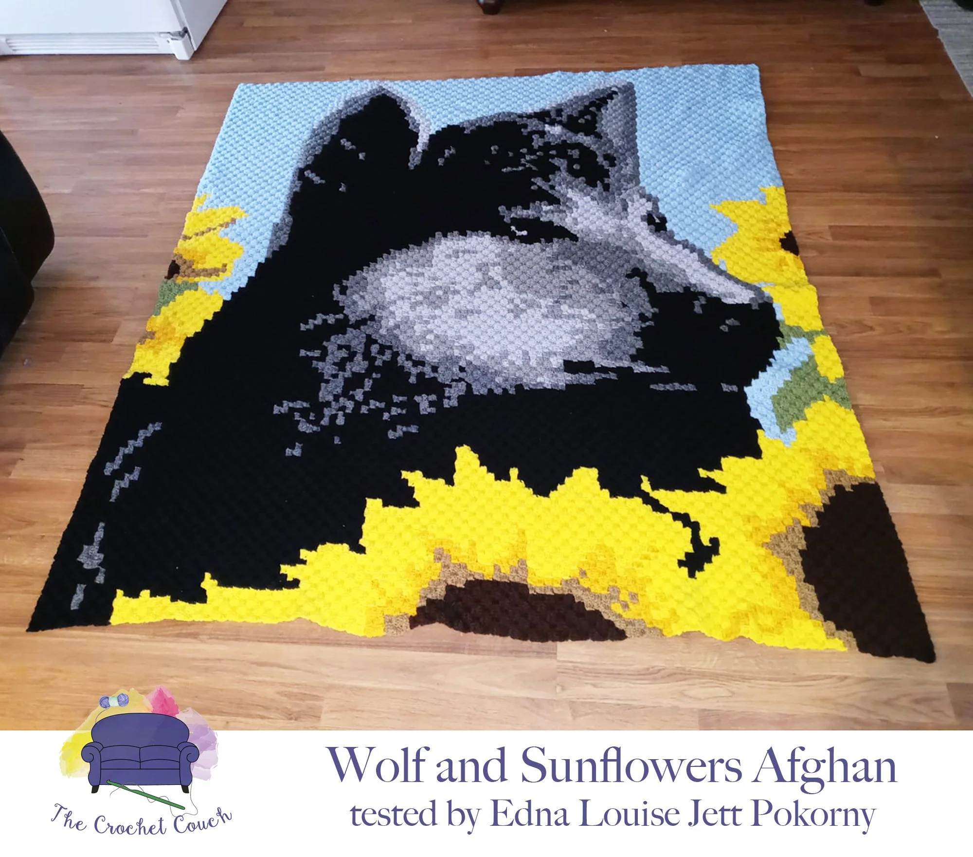 Wolf and Sunflowers Afghan, C2C Crochet Pattern
