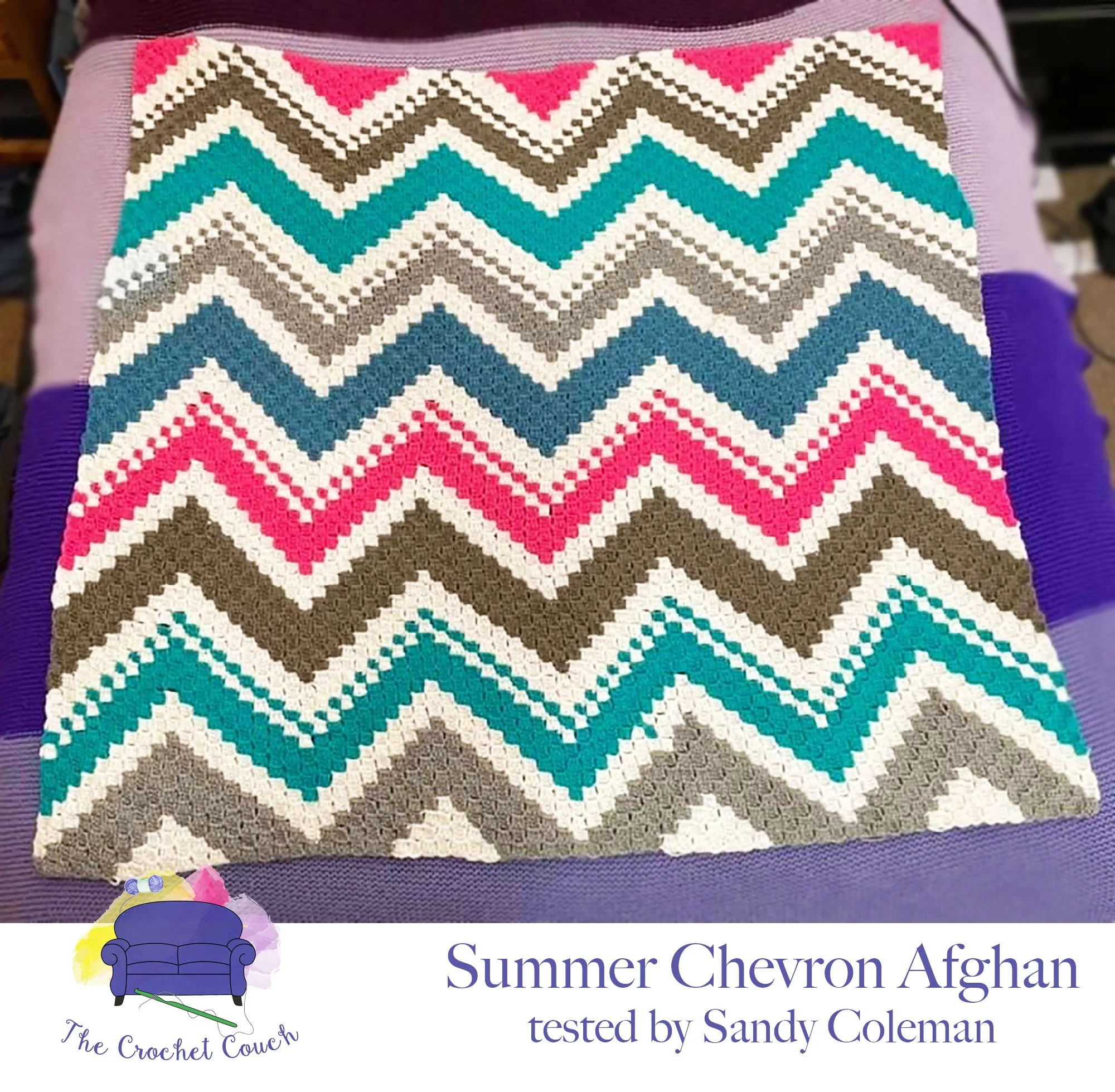Summer Chevron Afghan, C2C Crochet Pattern