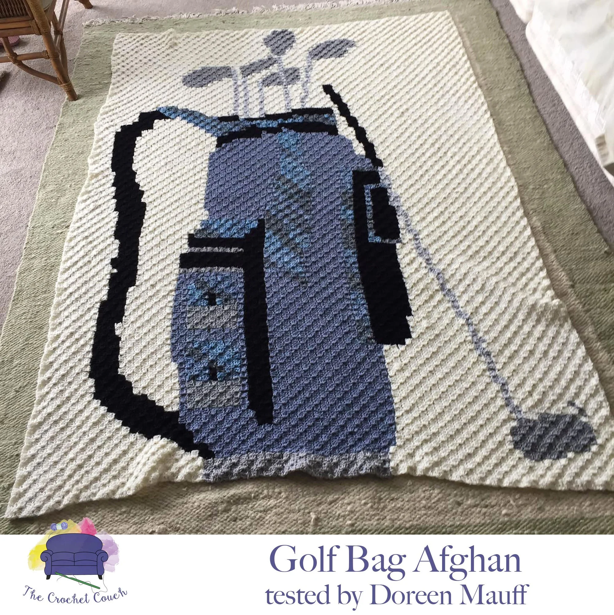 Golf Bag Afghan, C2C Crochet Pattern