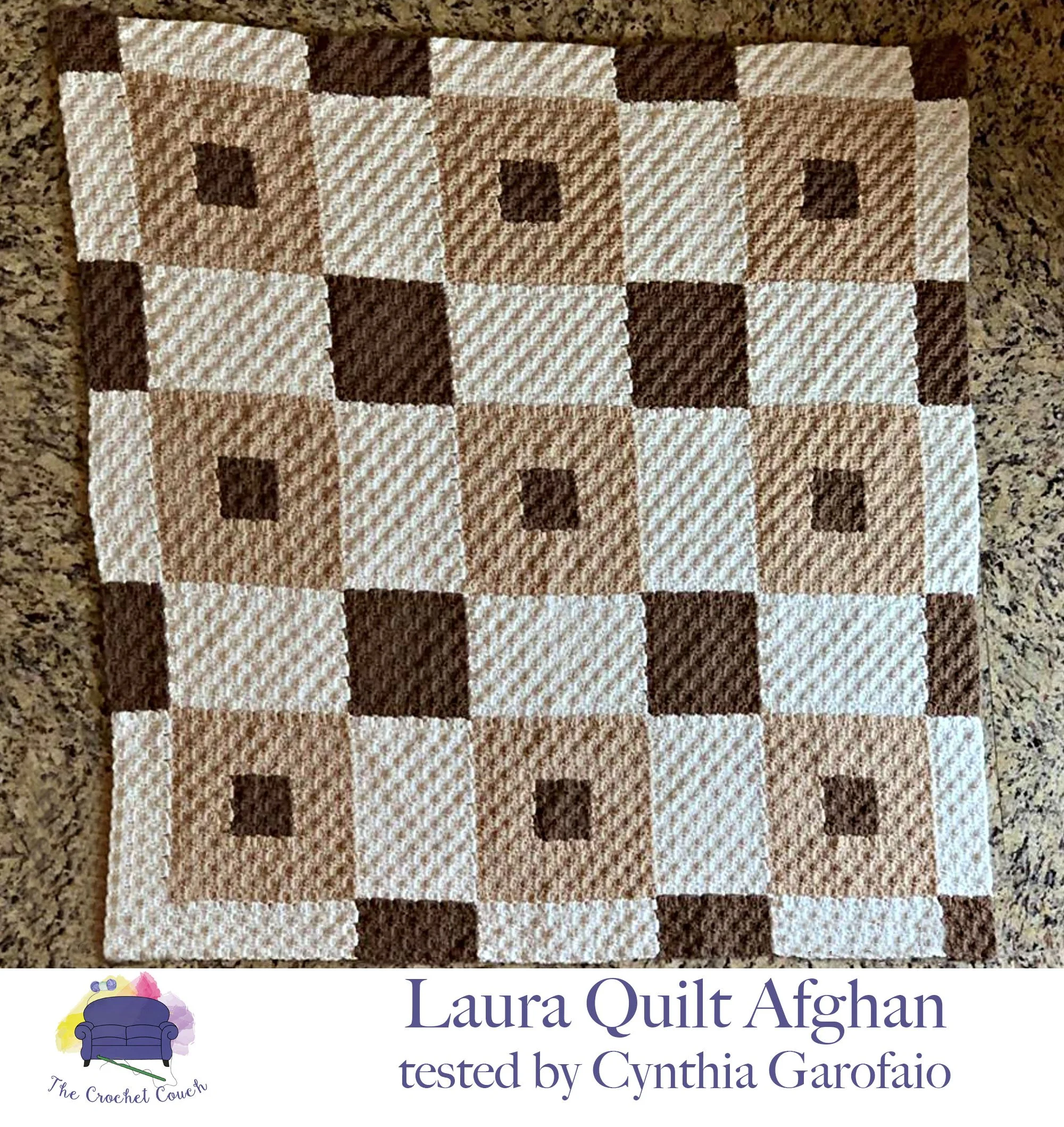 Laura Quilt Afghan, C2C Crochet Pattern