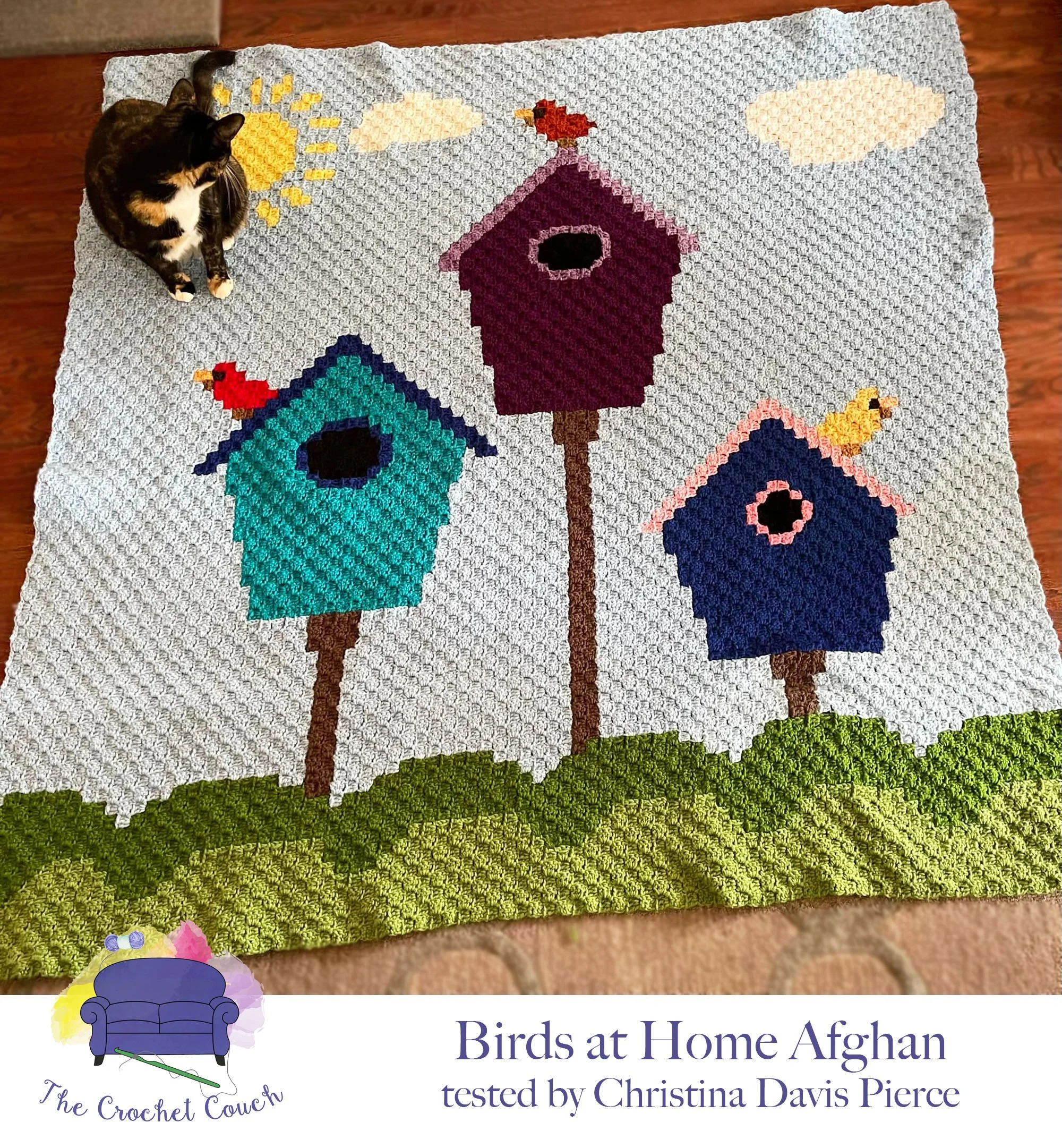 Birds at Home Afghan, C2C Crochet Pattern
