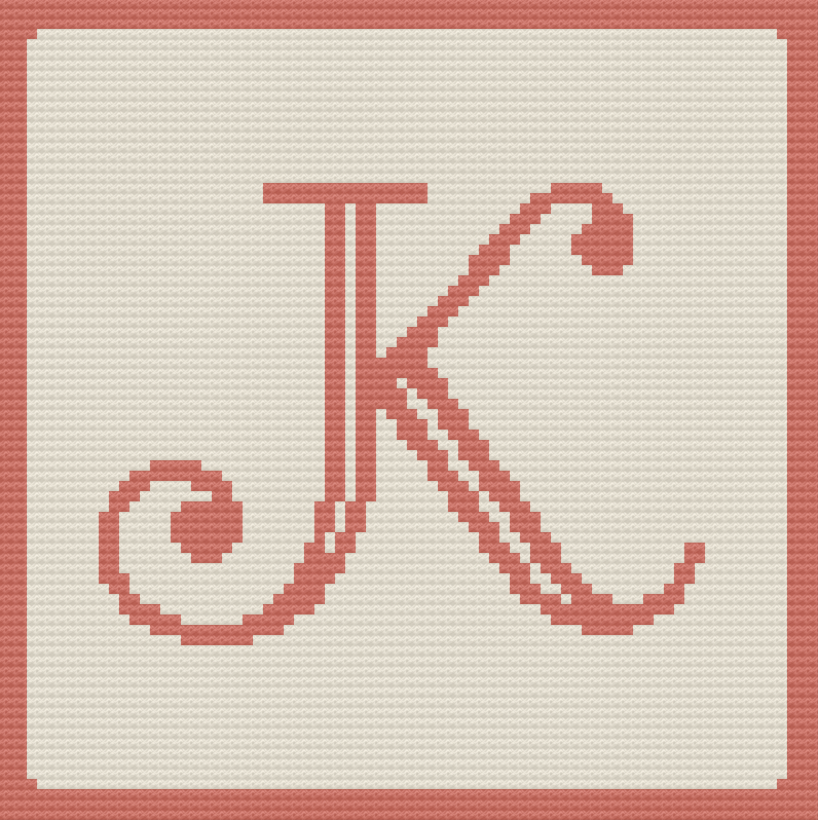 Letter K Monogram Afghan, C2C Crochet Pattern