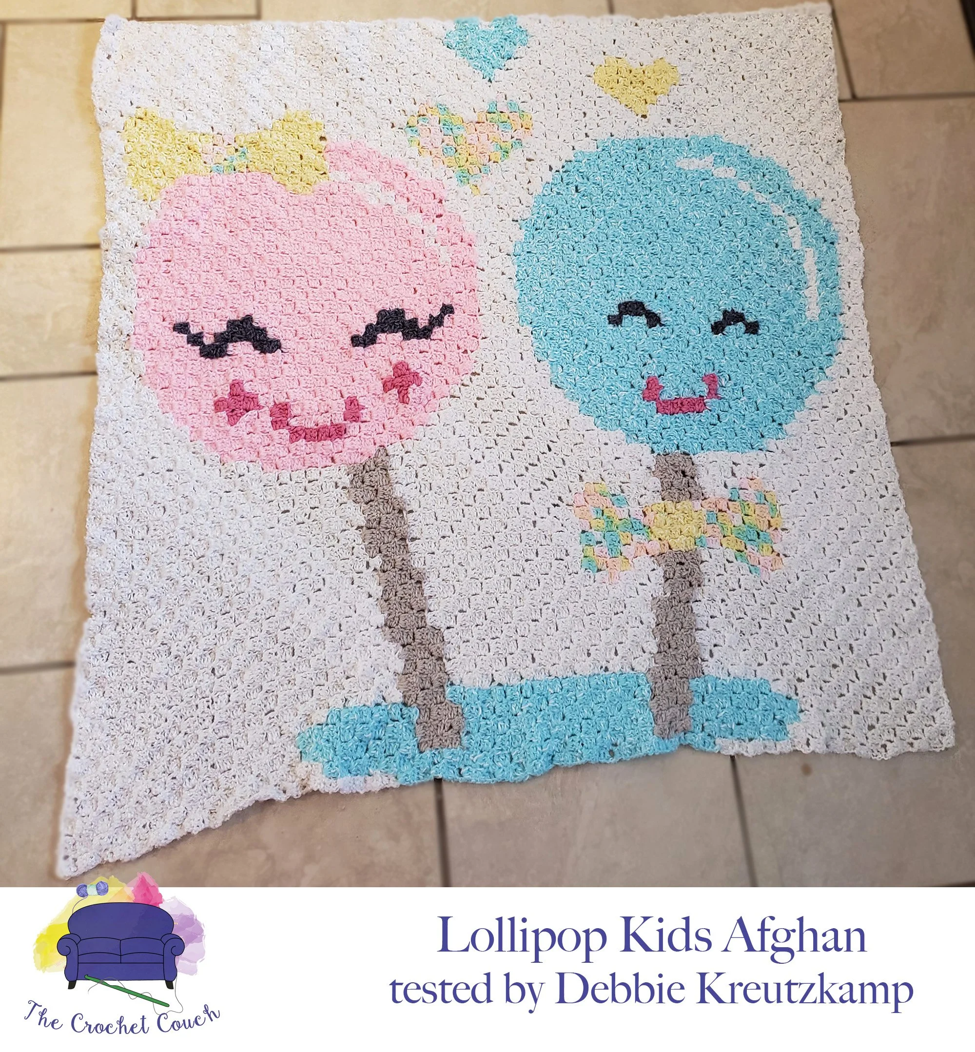 Lollipop Kids Babies Afghan, C2C Crochet Pattern