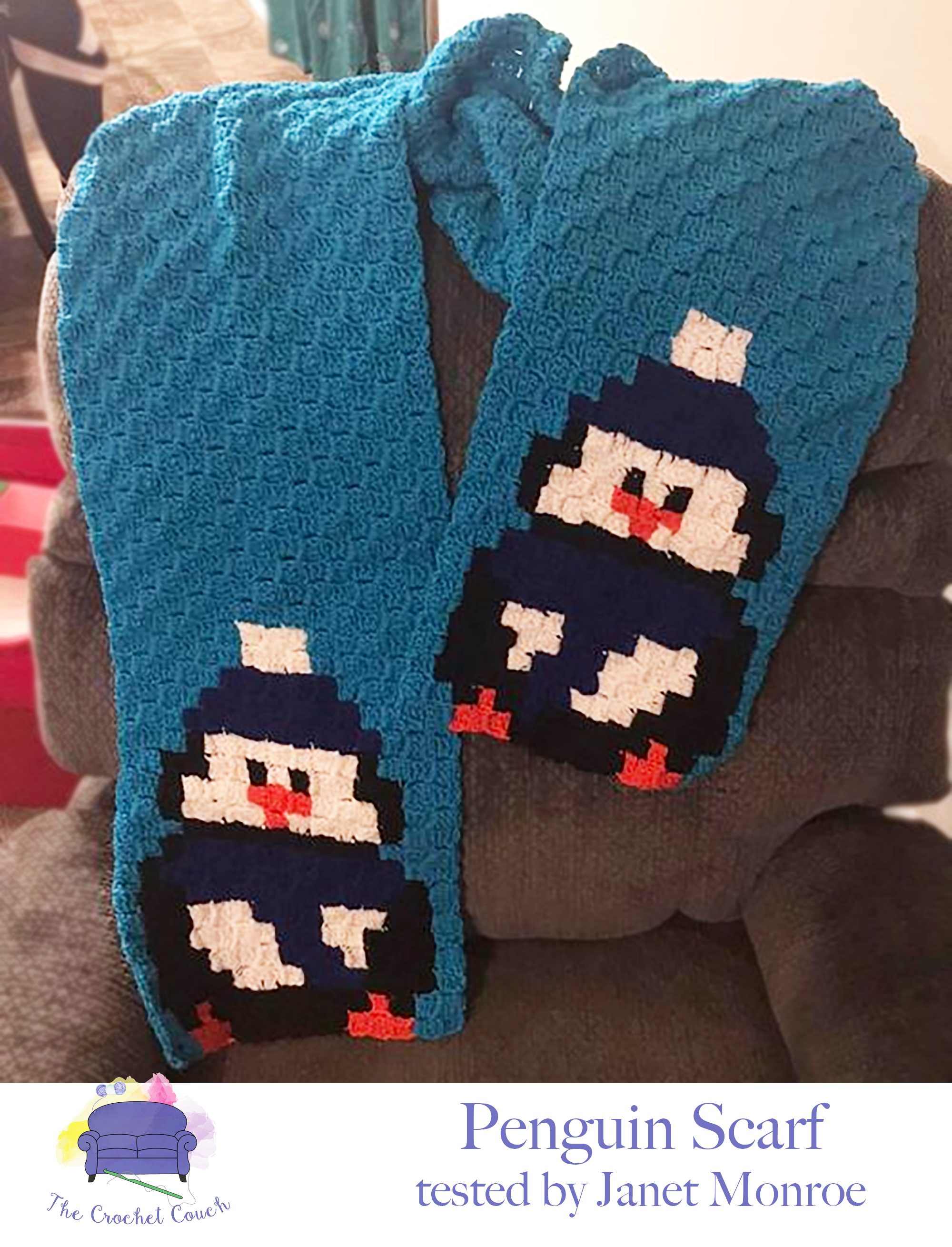 Penguin Scarf, C2C Crochet Pattern