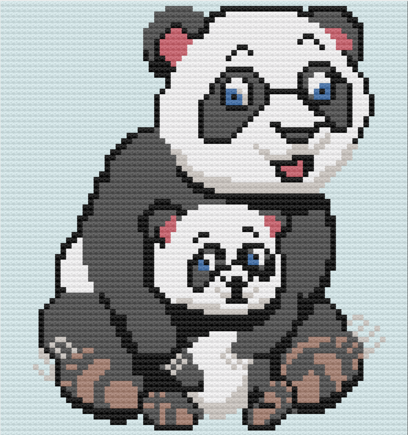 Panda Mommy and Baby Afghan, C2C Crochet Pattern