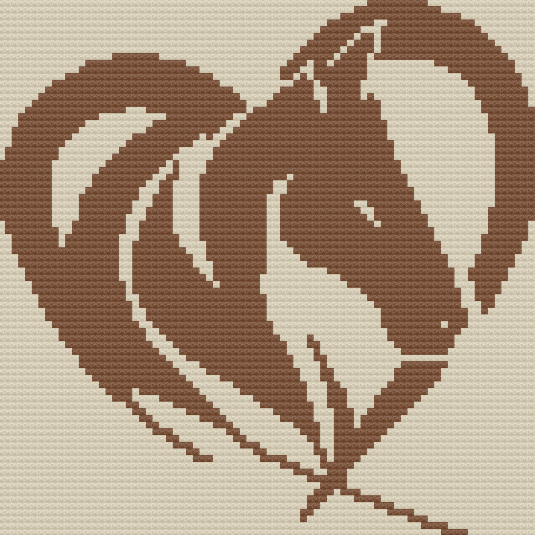 Horse Head Heart Silhouette Afghan, C2C Crochet Pattern