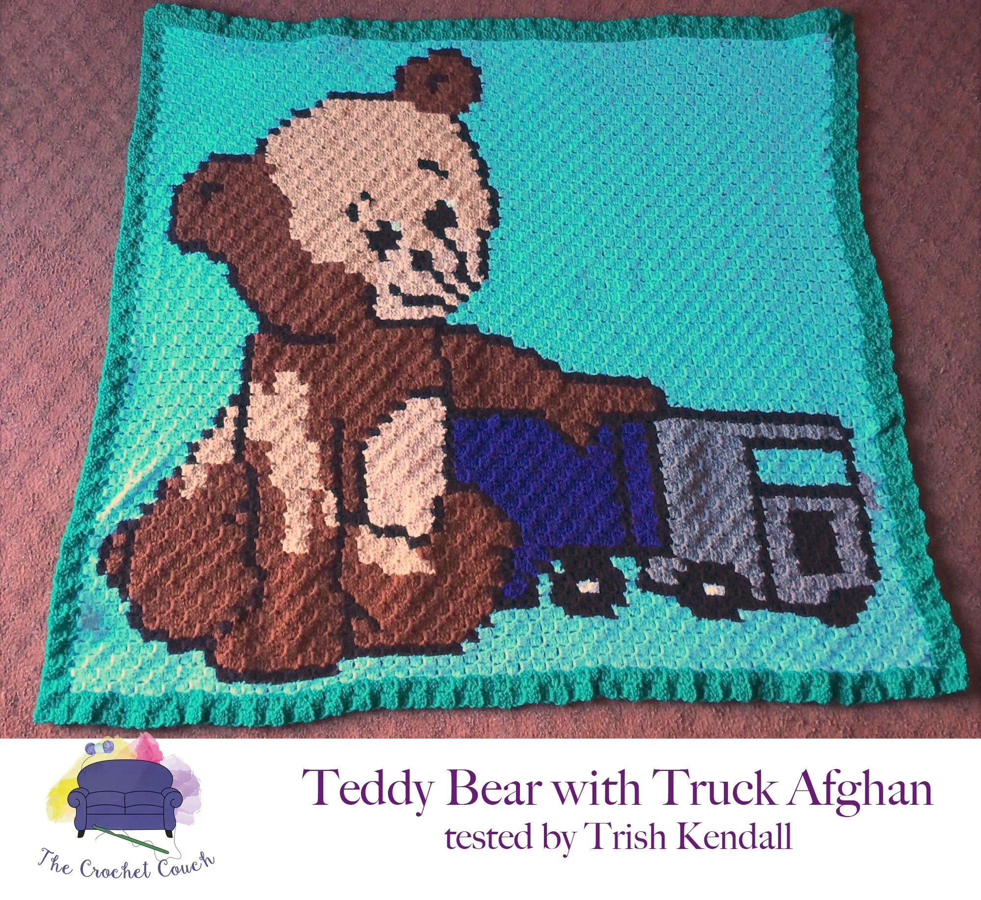 Teddy Bear with Truck Baby Afghan, C2C Crochet Pattern