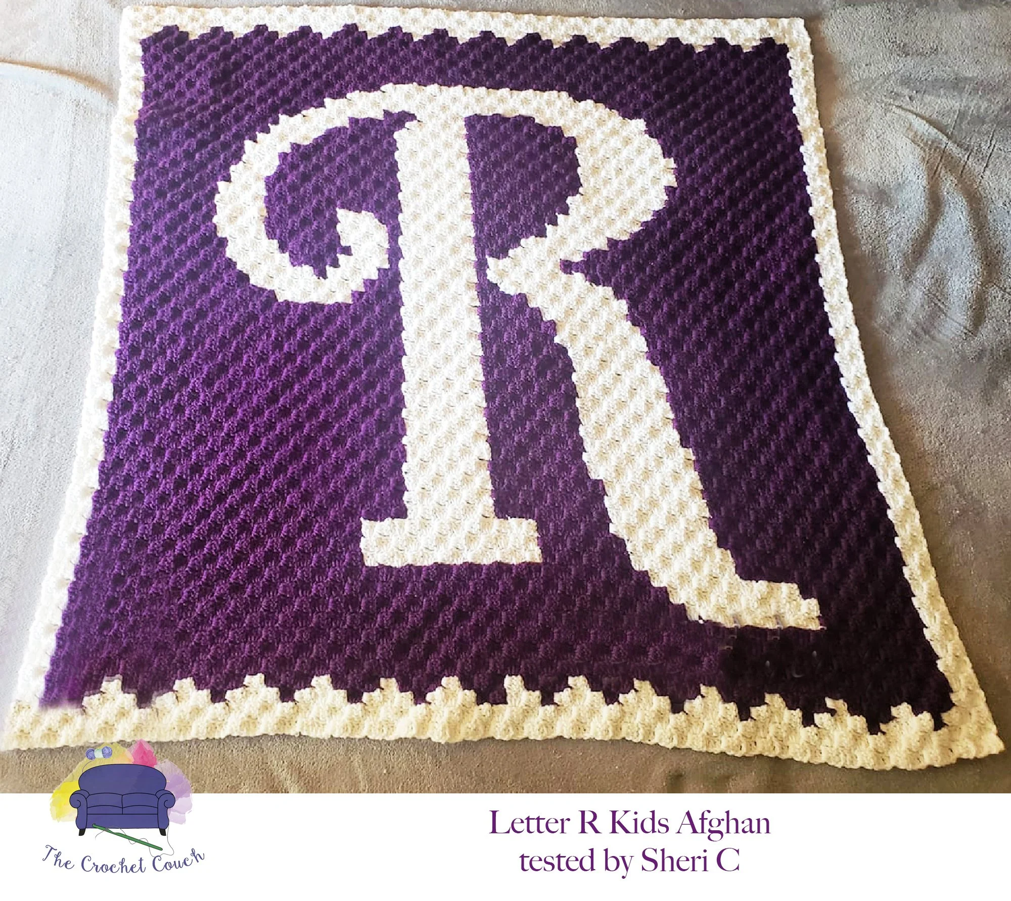 Letter R Kids Afghan, C2C Crochet Pattern