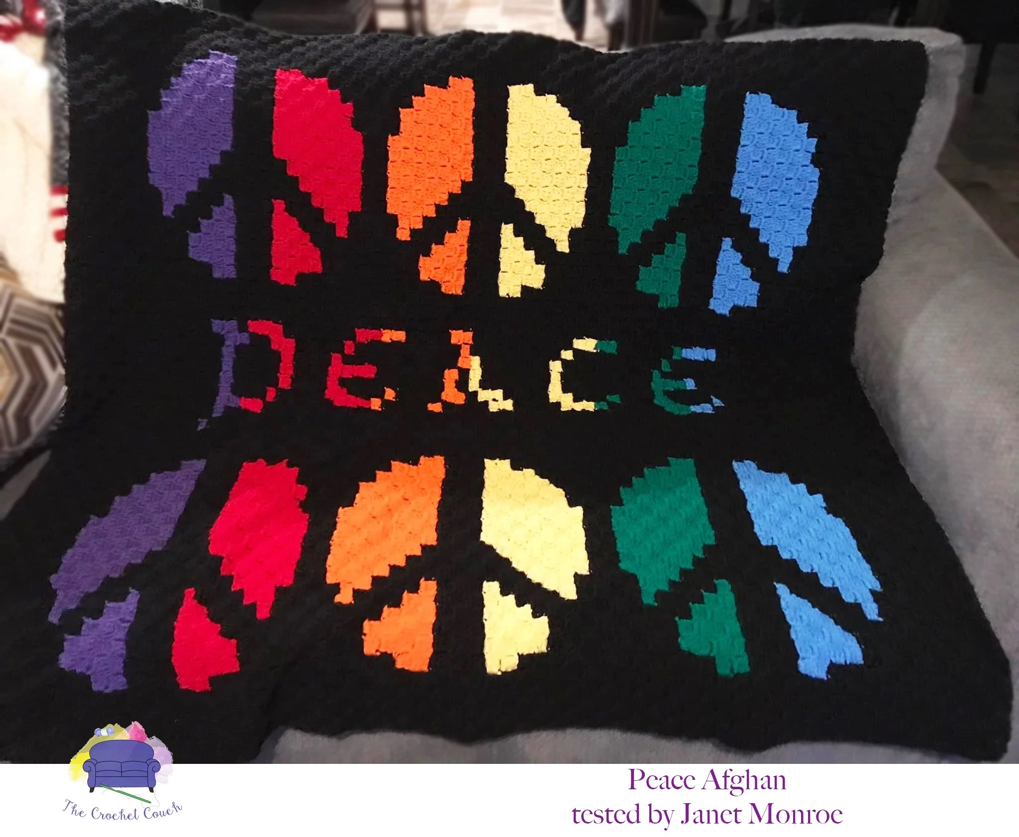 Peace Afghan, C2C Crochet Pattern