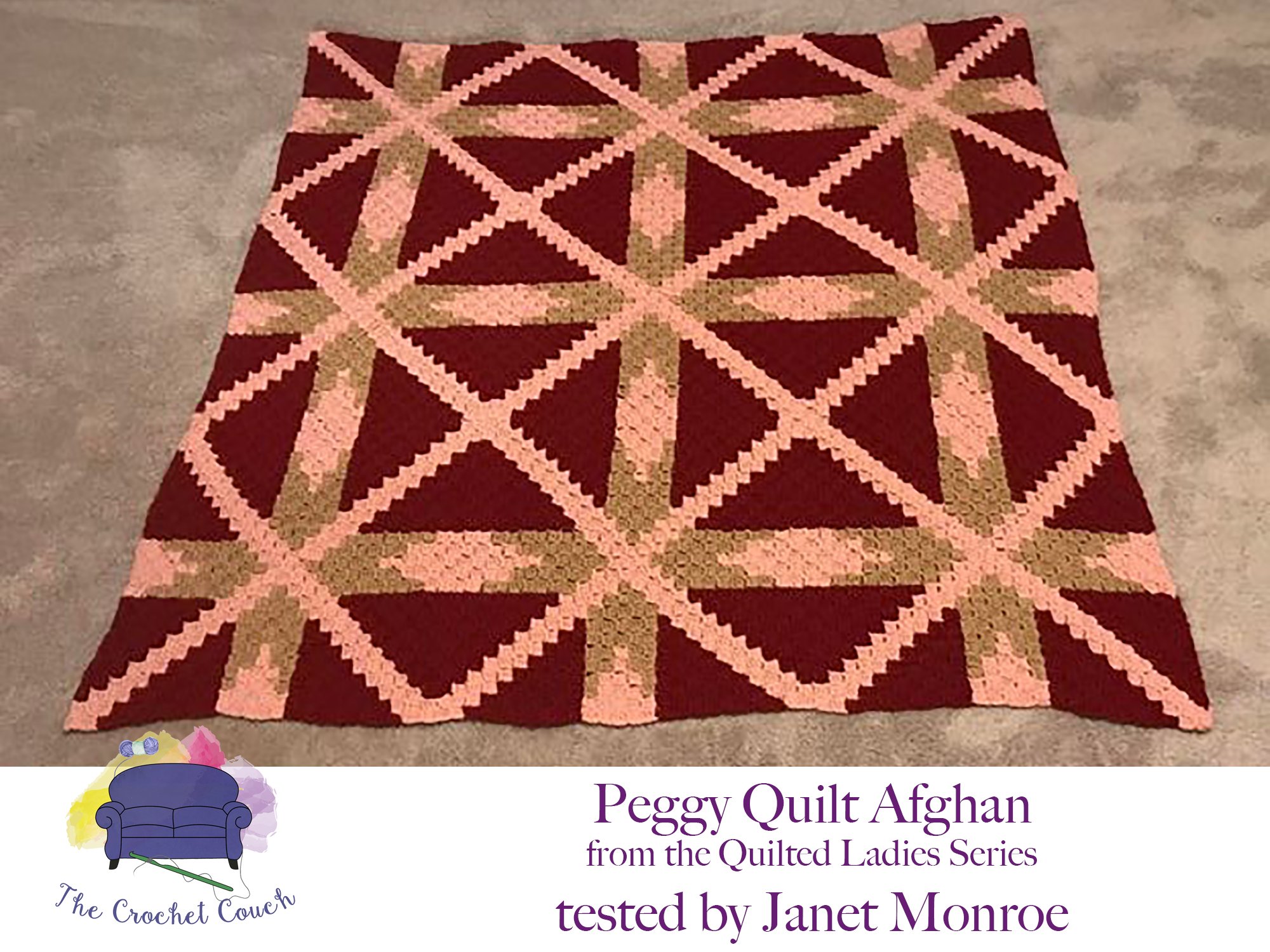 Peggy Quilt Afghan, C2C Crochet Pattern