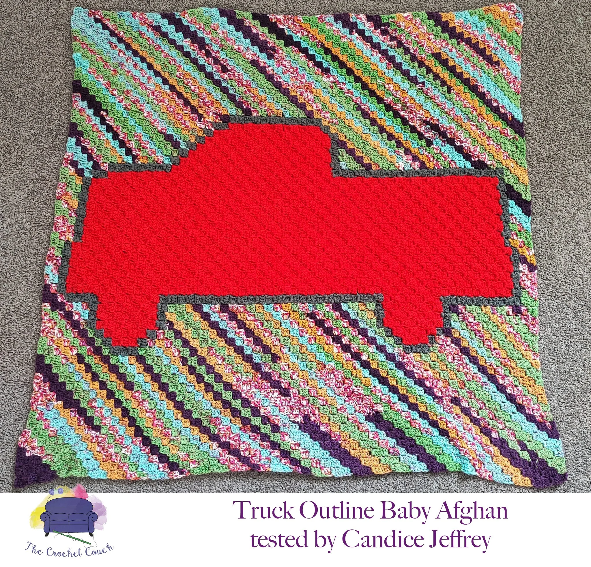 Truck Outline Baby Afghan, C2C Crochet Pattern