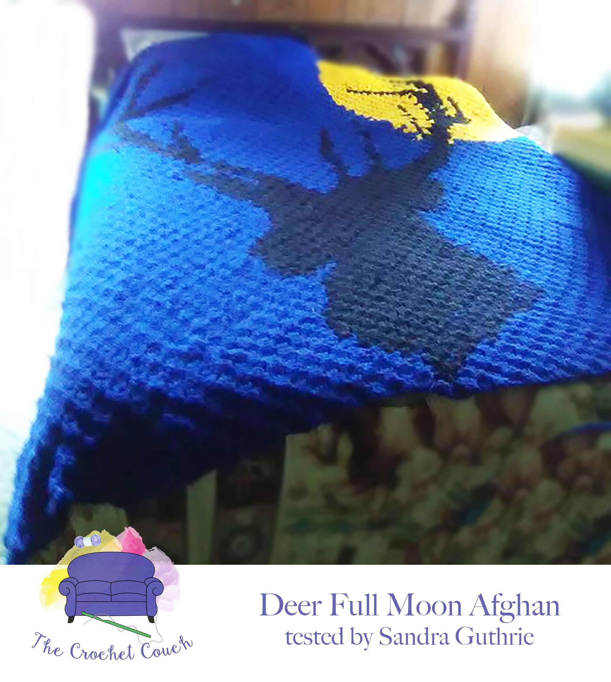 Deer Full Moon Afghan, C2C Crochet Pattern