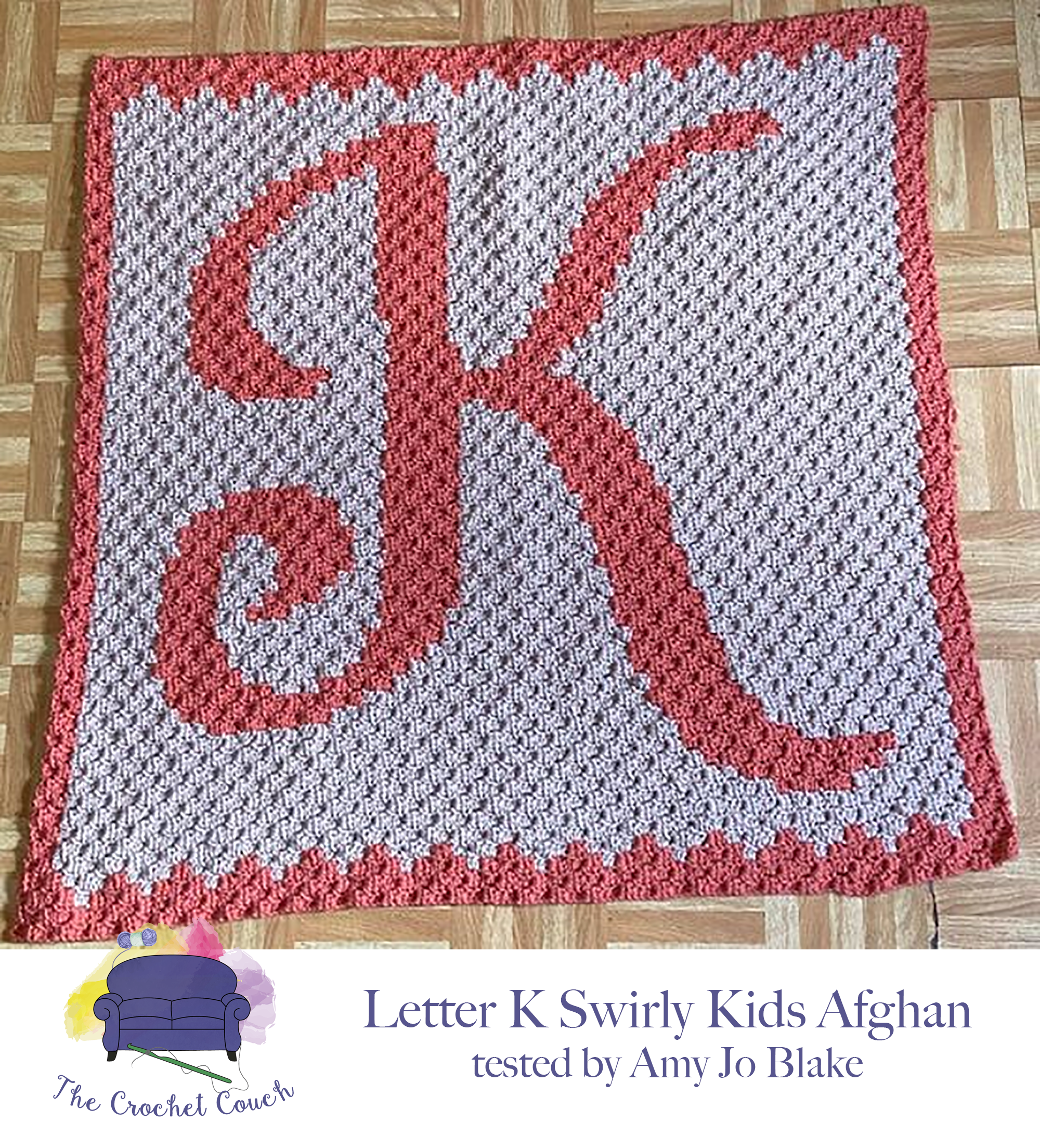 Letter K Kids Afghan, C2C Crochet Pattern
