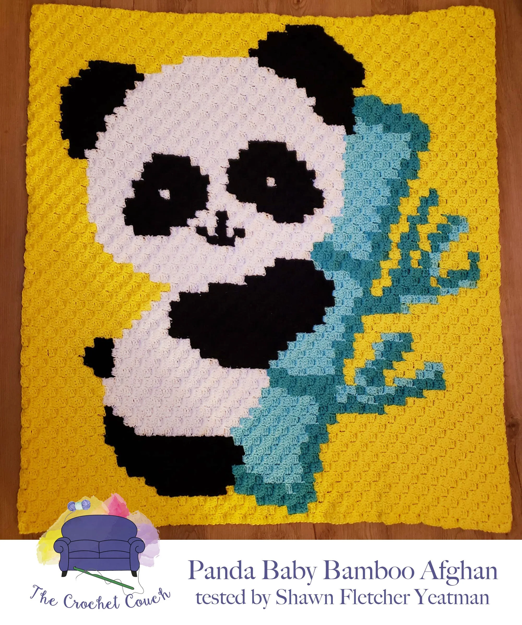 Panda Bamboo Baby Afghan, C2C Crochet Pattern